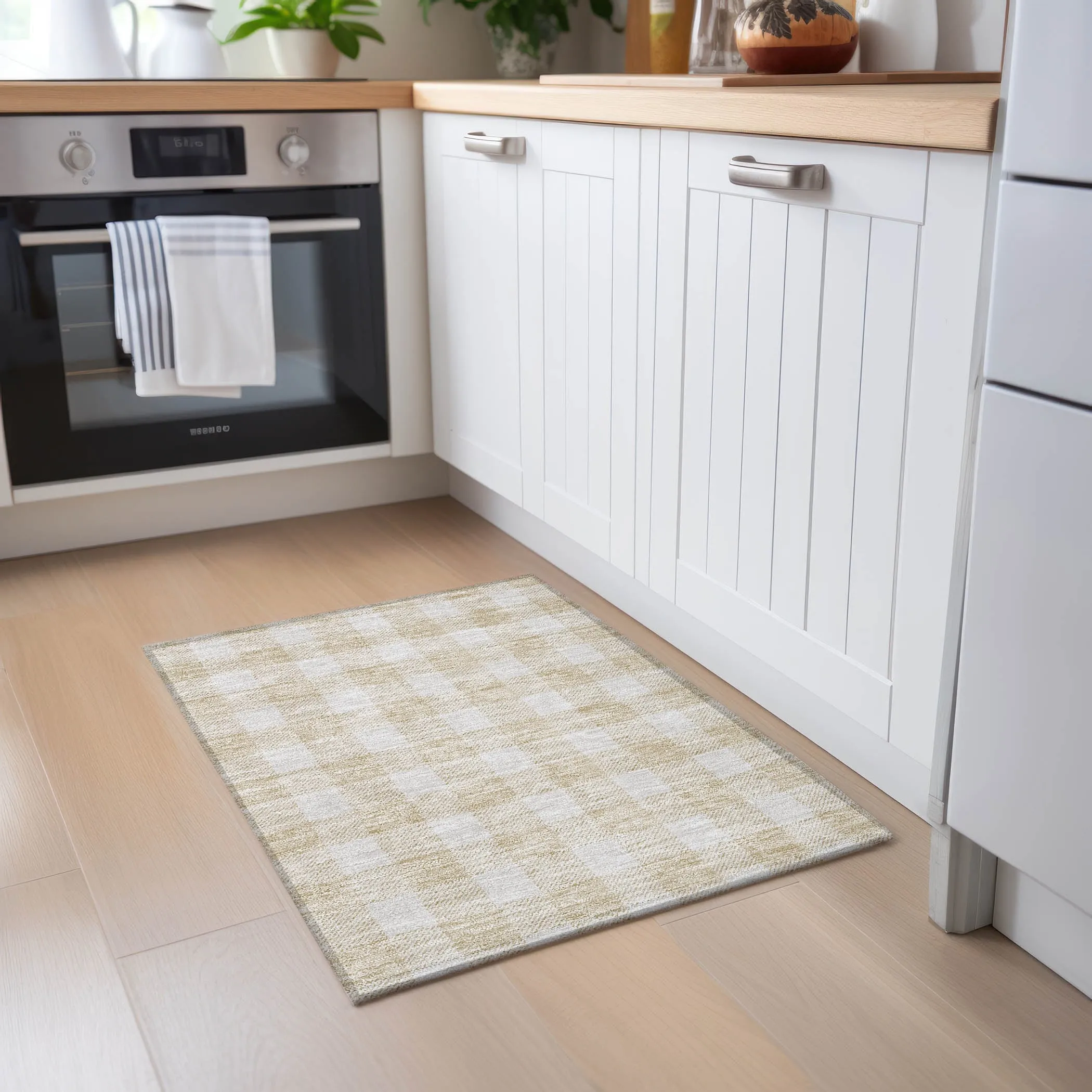 Machine Washable Indoor/ Outdoor Chantille Plaid Rug