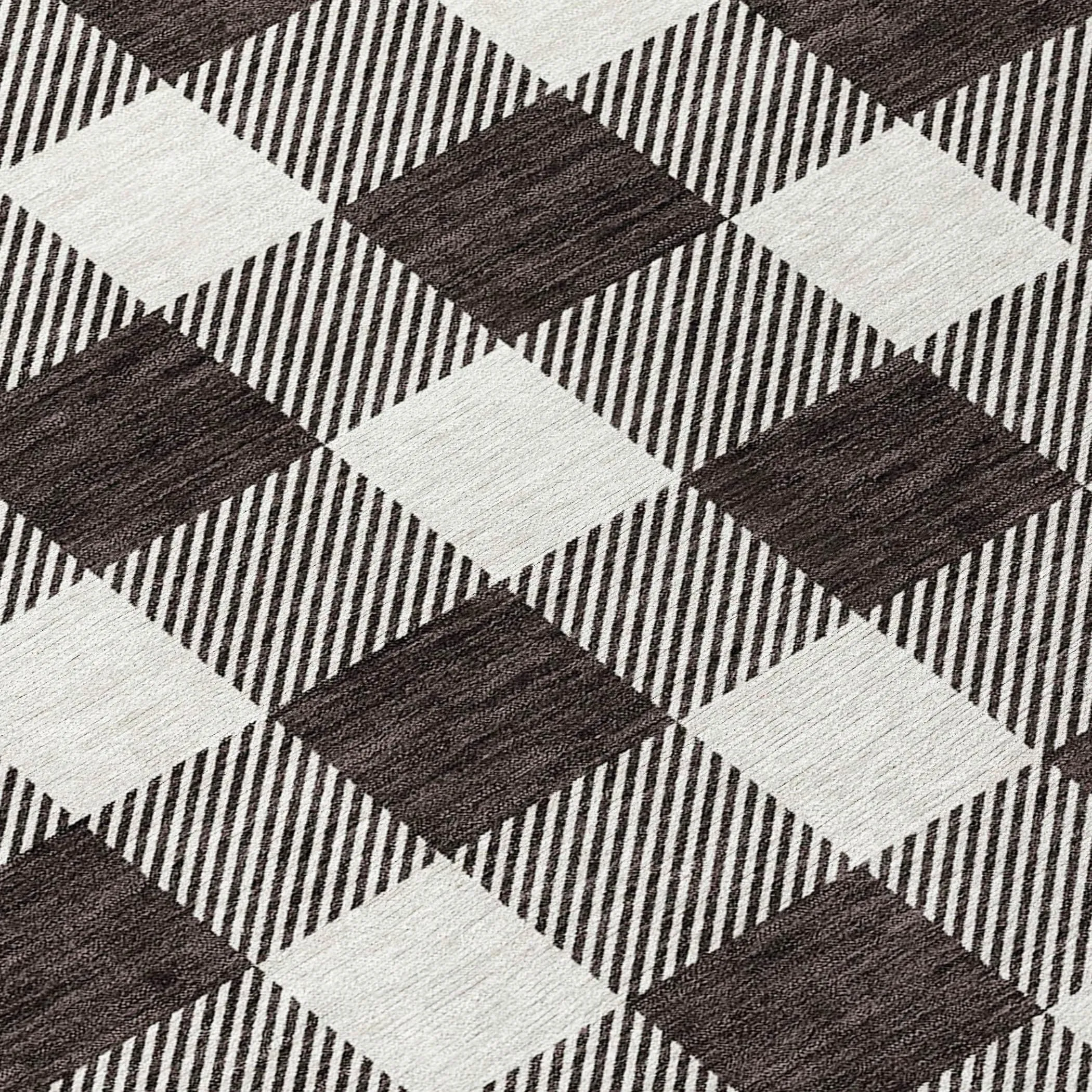 Machine Washable Indoor/ Outdoor Chantille Plaid Rug