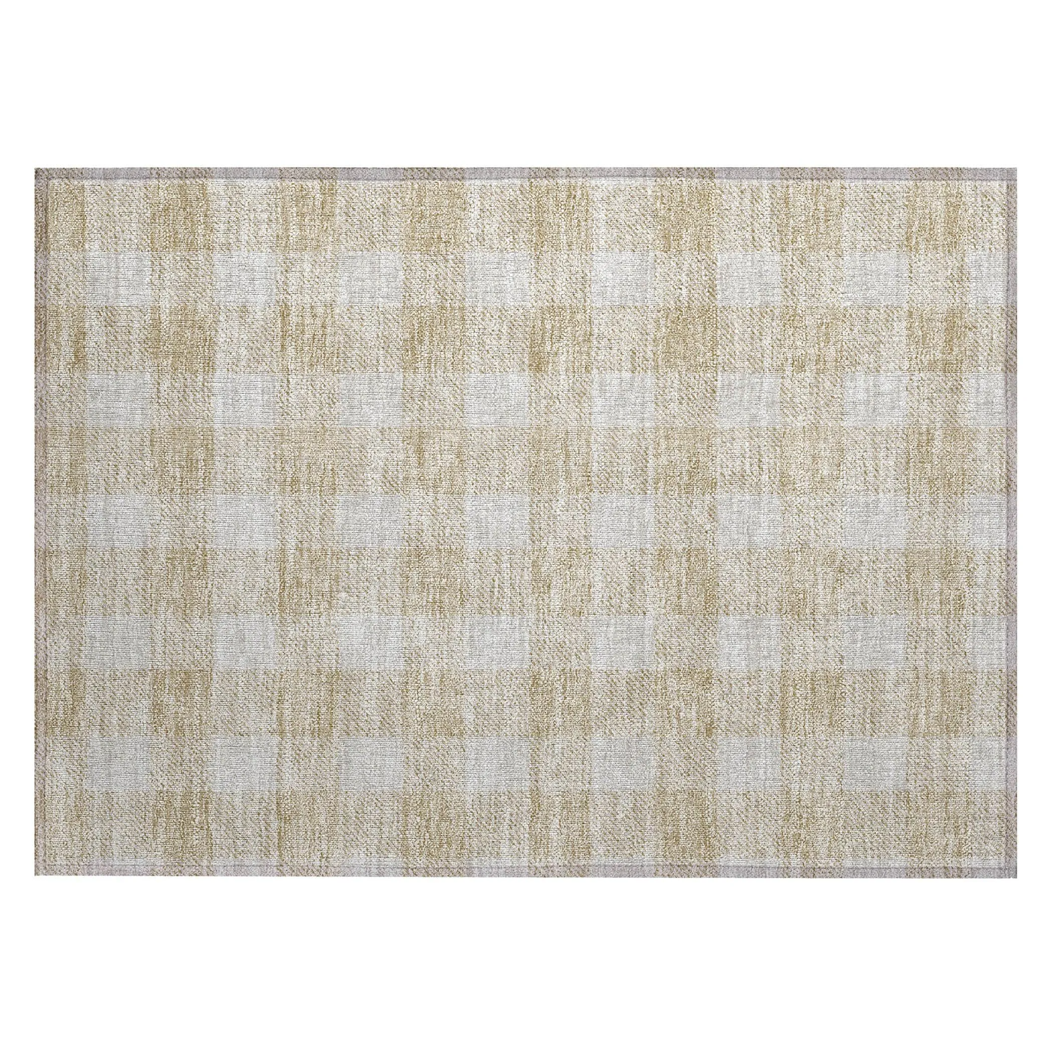 Machine Washable Indoor/ Outdoor Chantille Plaid Rug