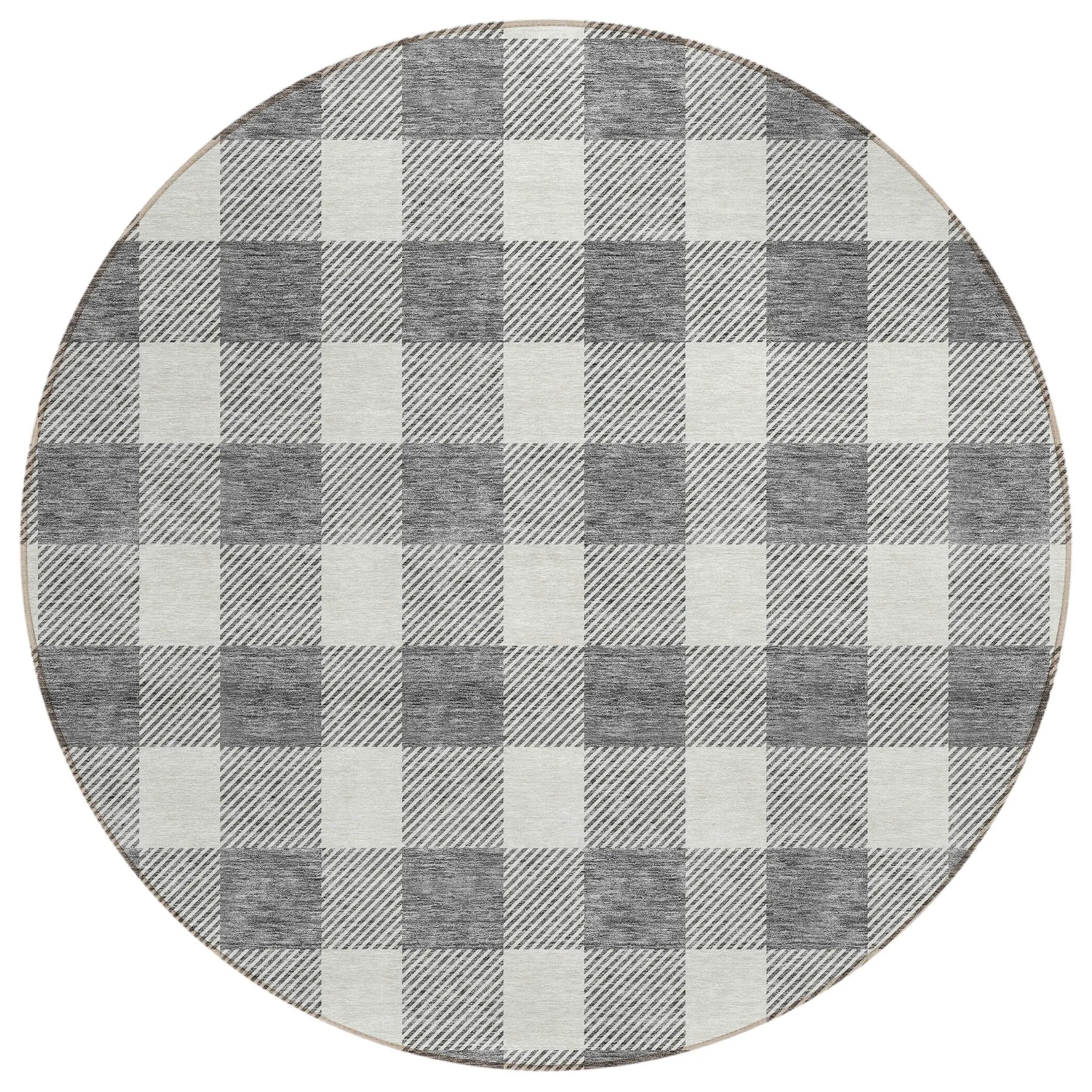 Machine Washable Indoor/ Outdoor Chantille Plaid Rug
