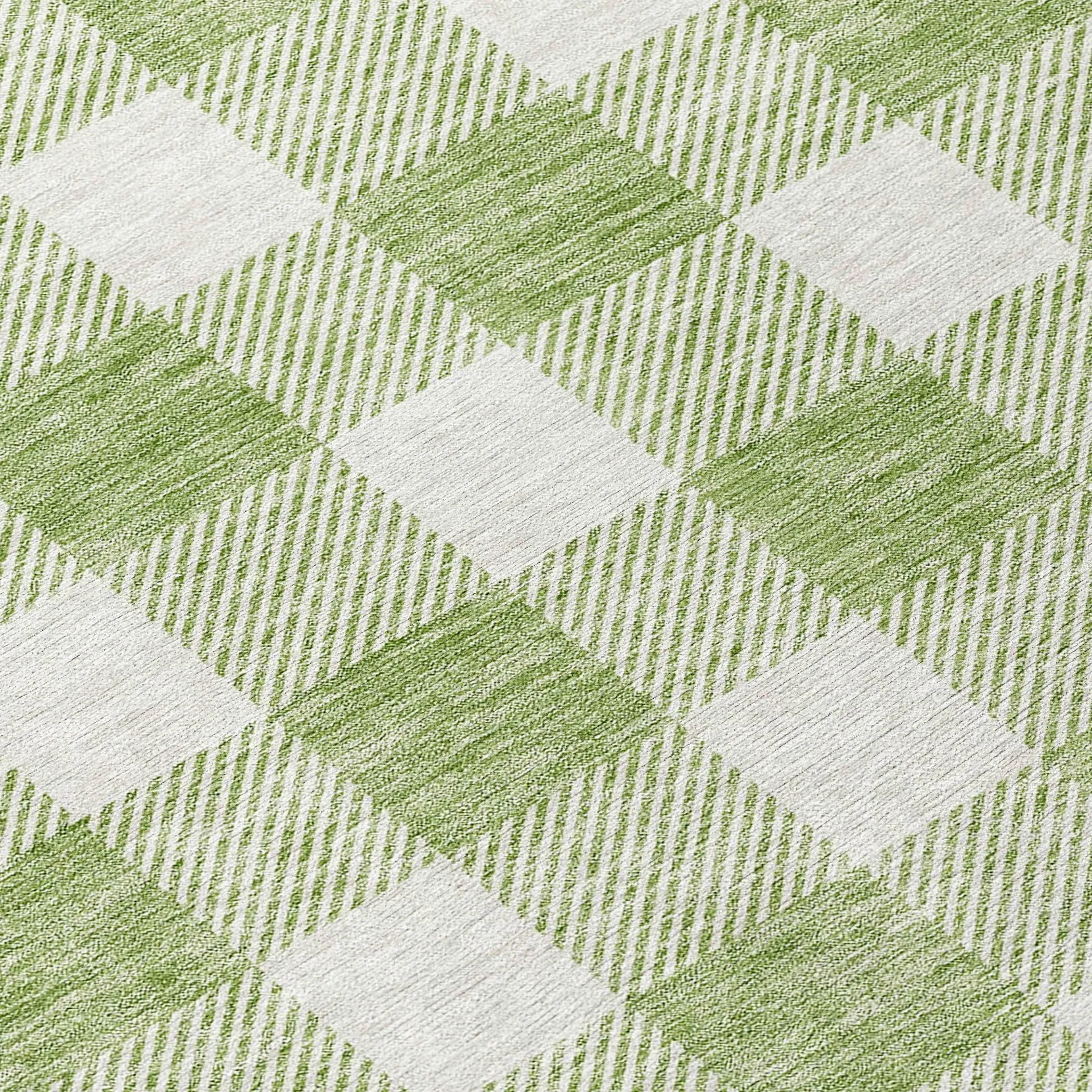Machine Washable Indoor/ Outdoor Chantille Plaid Rug