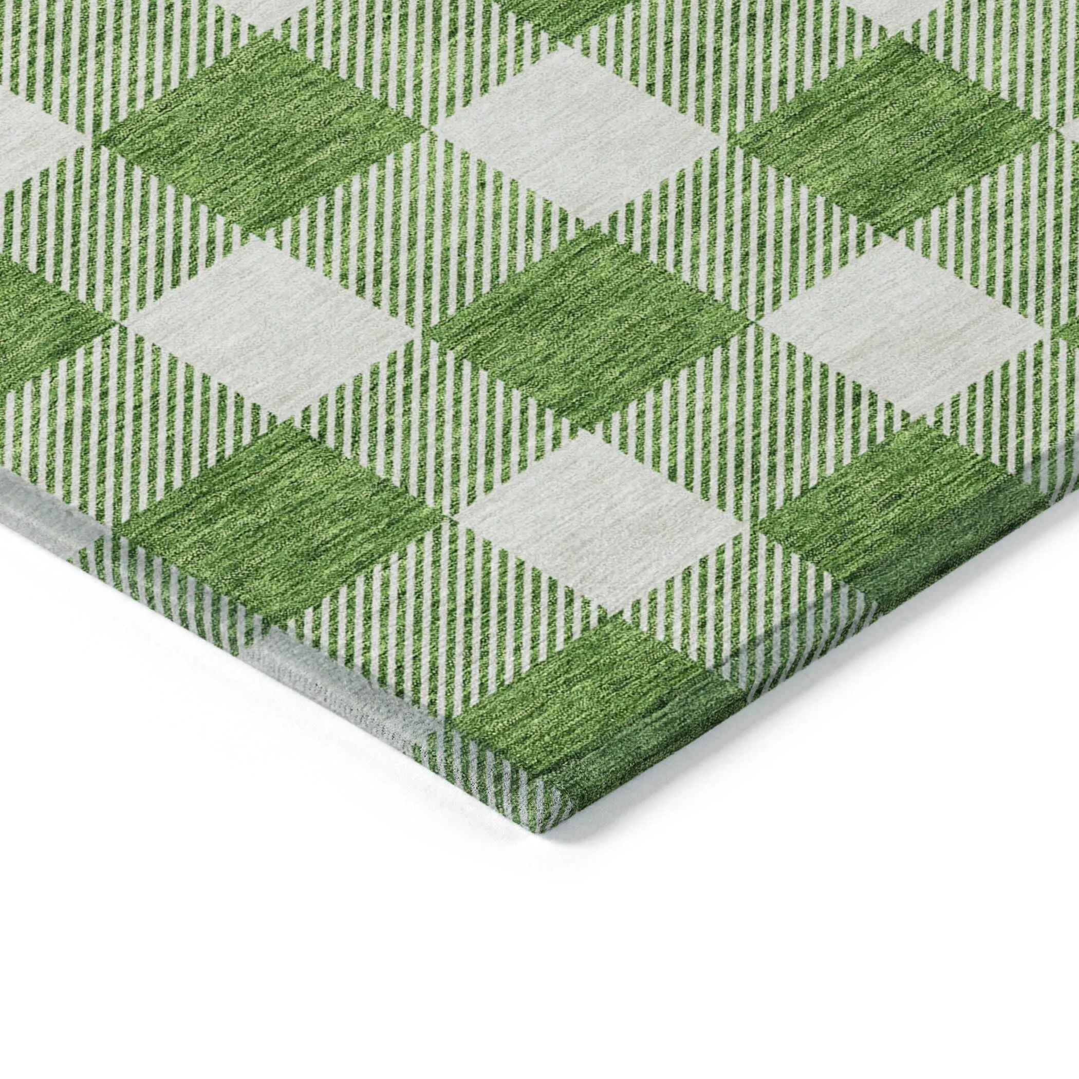Machine Washable Indoor/ Outdoor Chantille Plaid Rug
