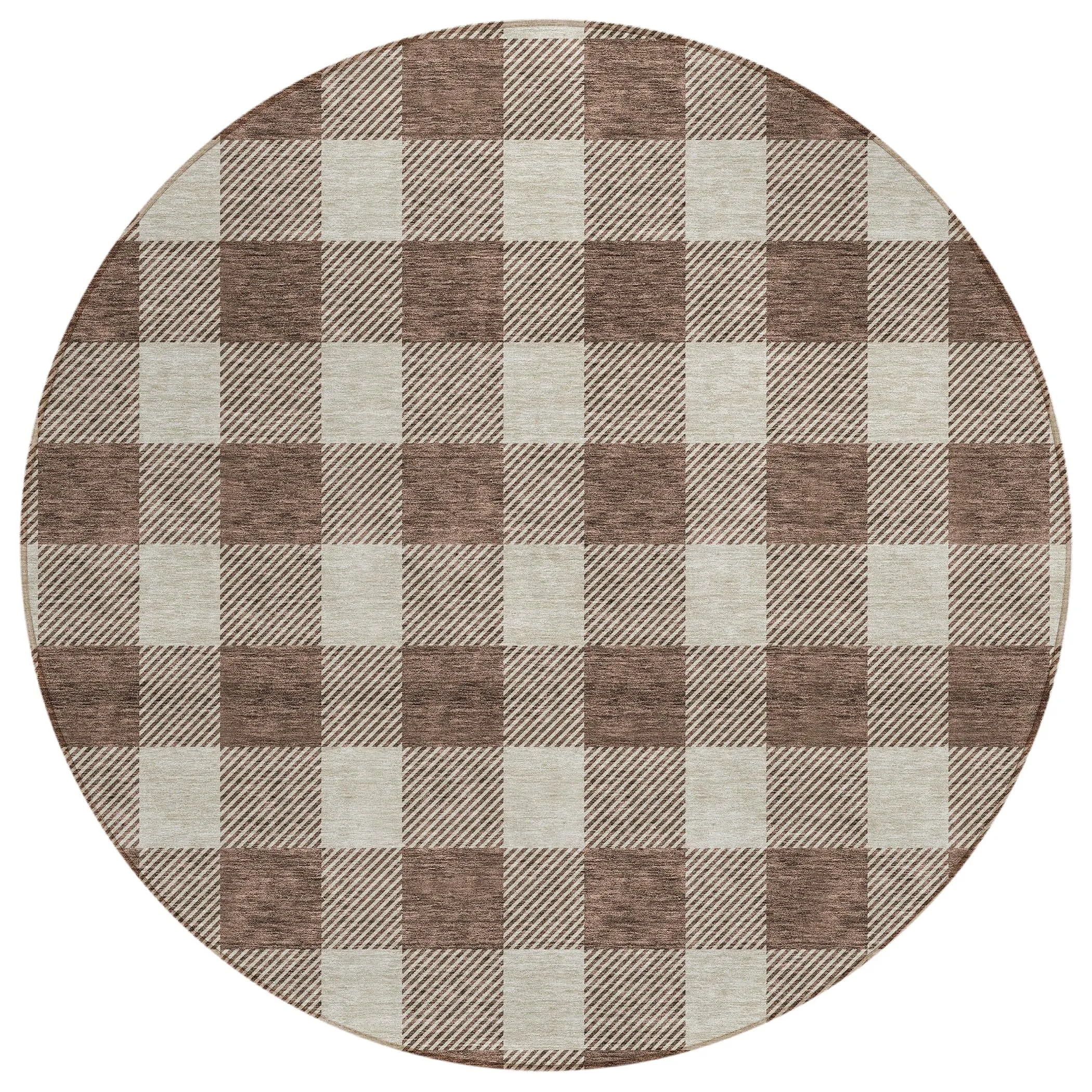 Machine Washable Indoor/ Outdoor Chantille Plaid Rug