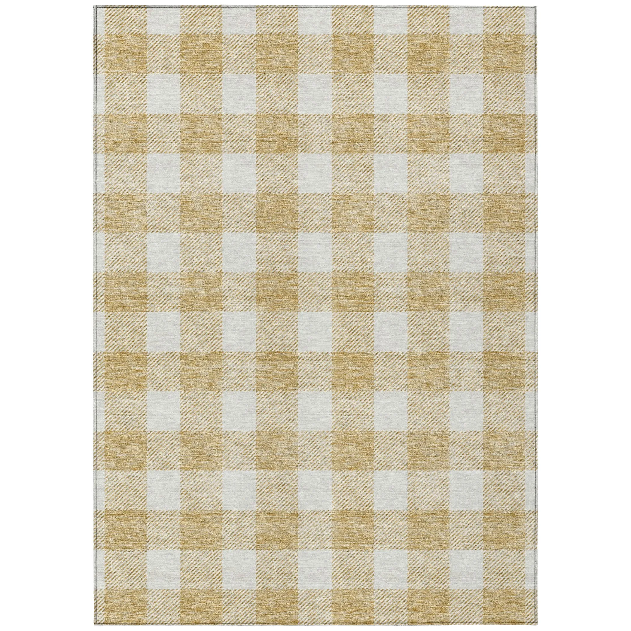 Machine Washable Indoor/ Outdoor Chantille Plaid Rug