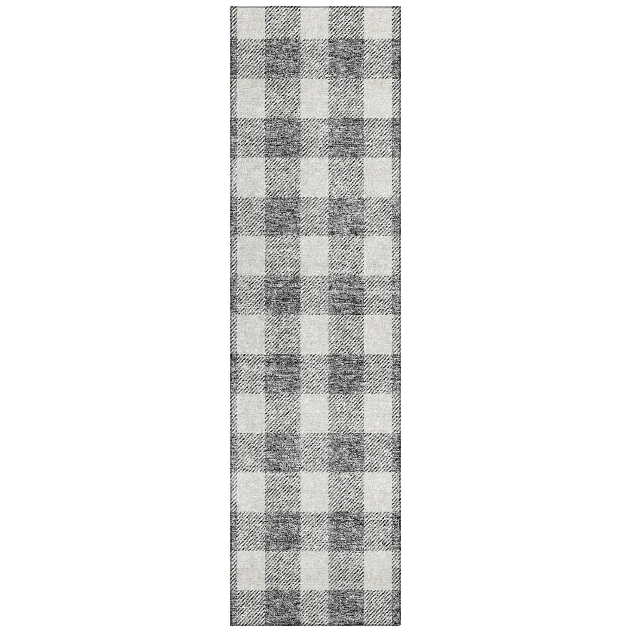 Machine Washable Indoor/ Outdoor Chantille Plaid Rug
