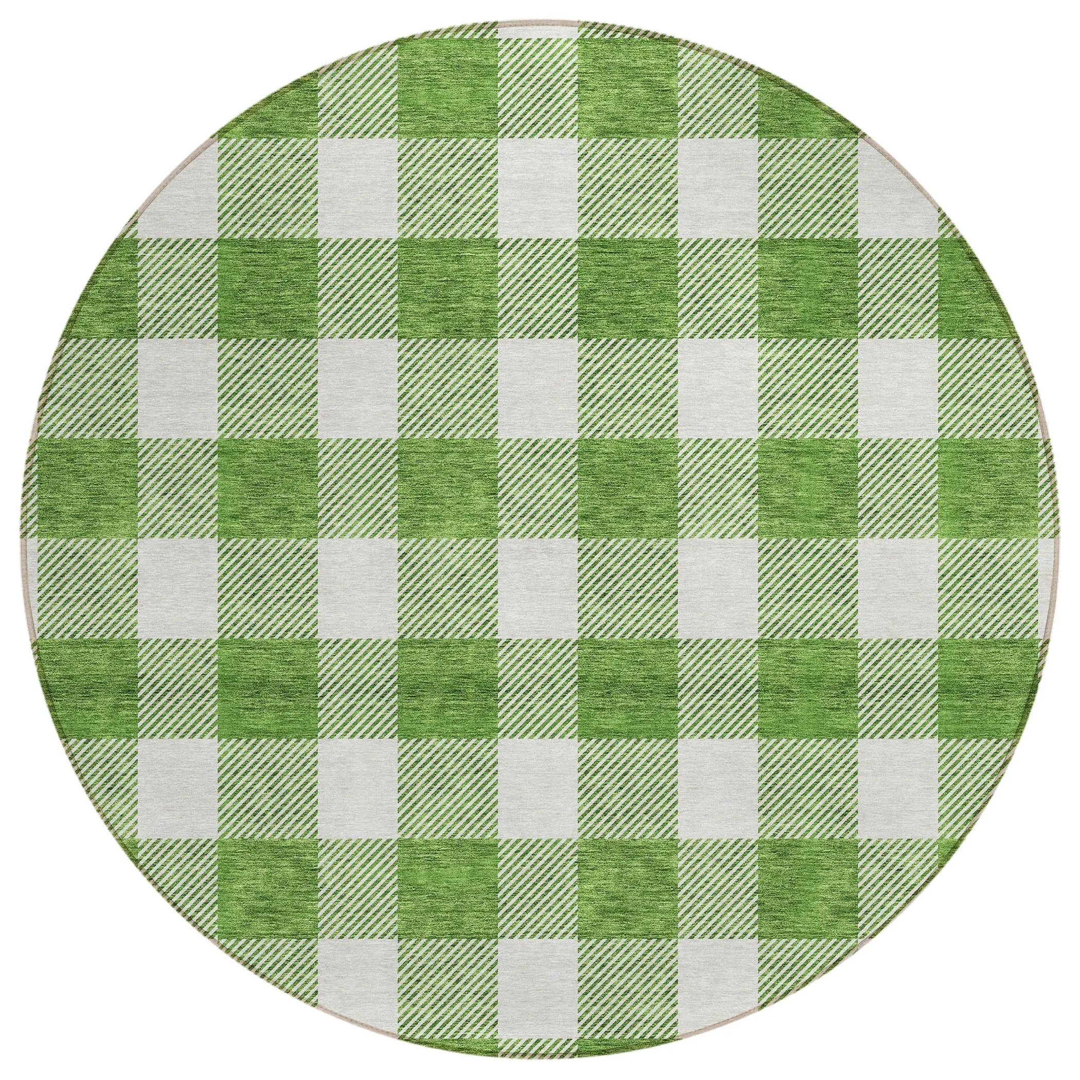 Machine Washable Indoor/ Outdoor Chantille Plaid Rug