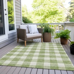 Machine Washable Indoor/ Outdoor Chantille Plaid Rug