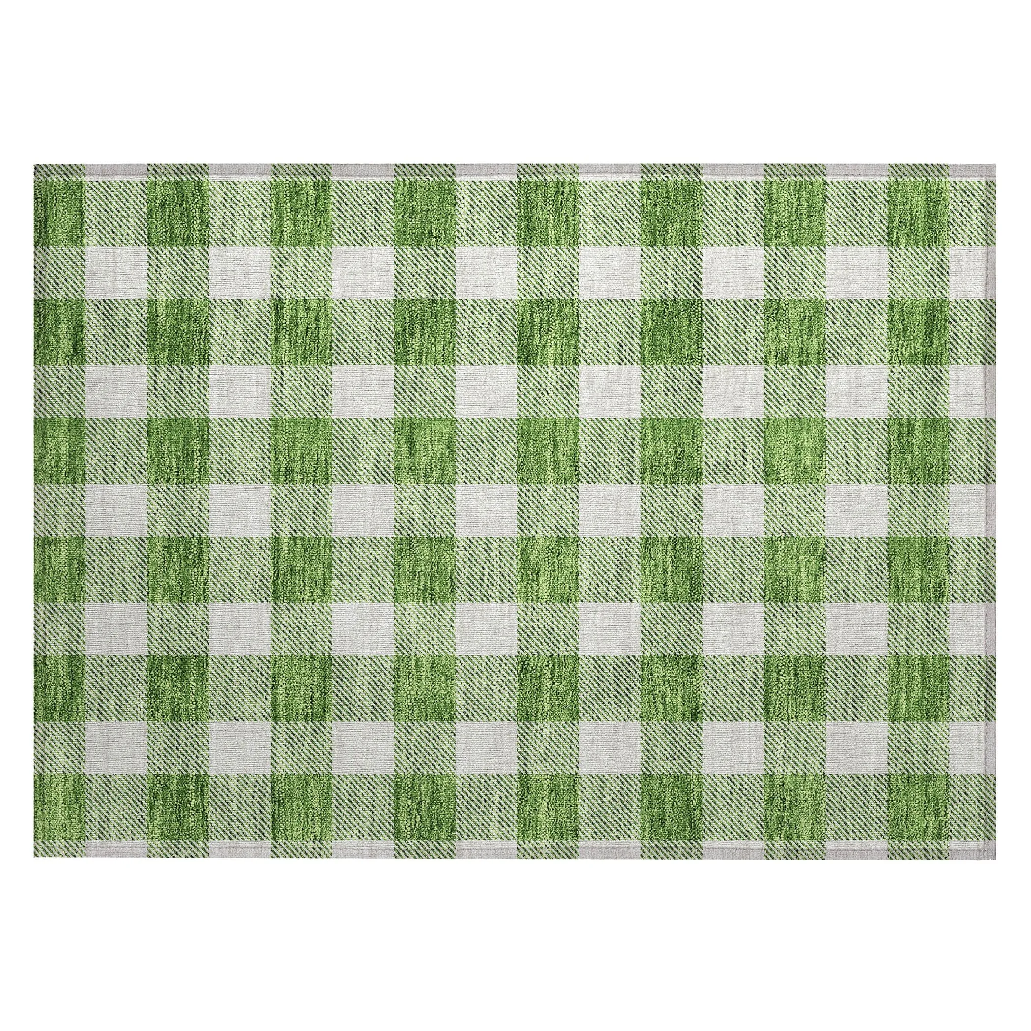 Machine Washable Indoor/ Outdoor Chantille Plaid Rug