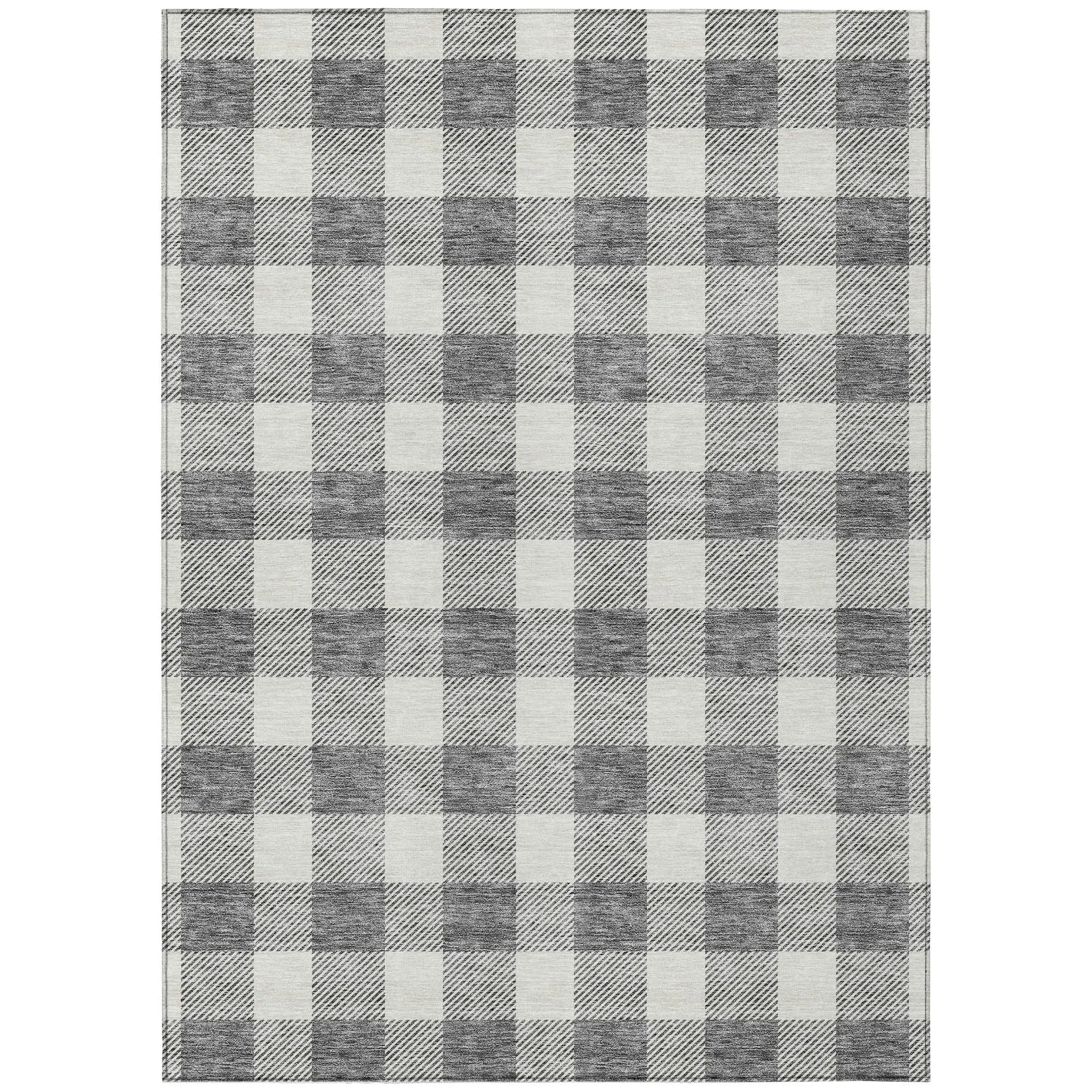 Machine Washable Indoor/ Outdoor Chantille Plaid Rug