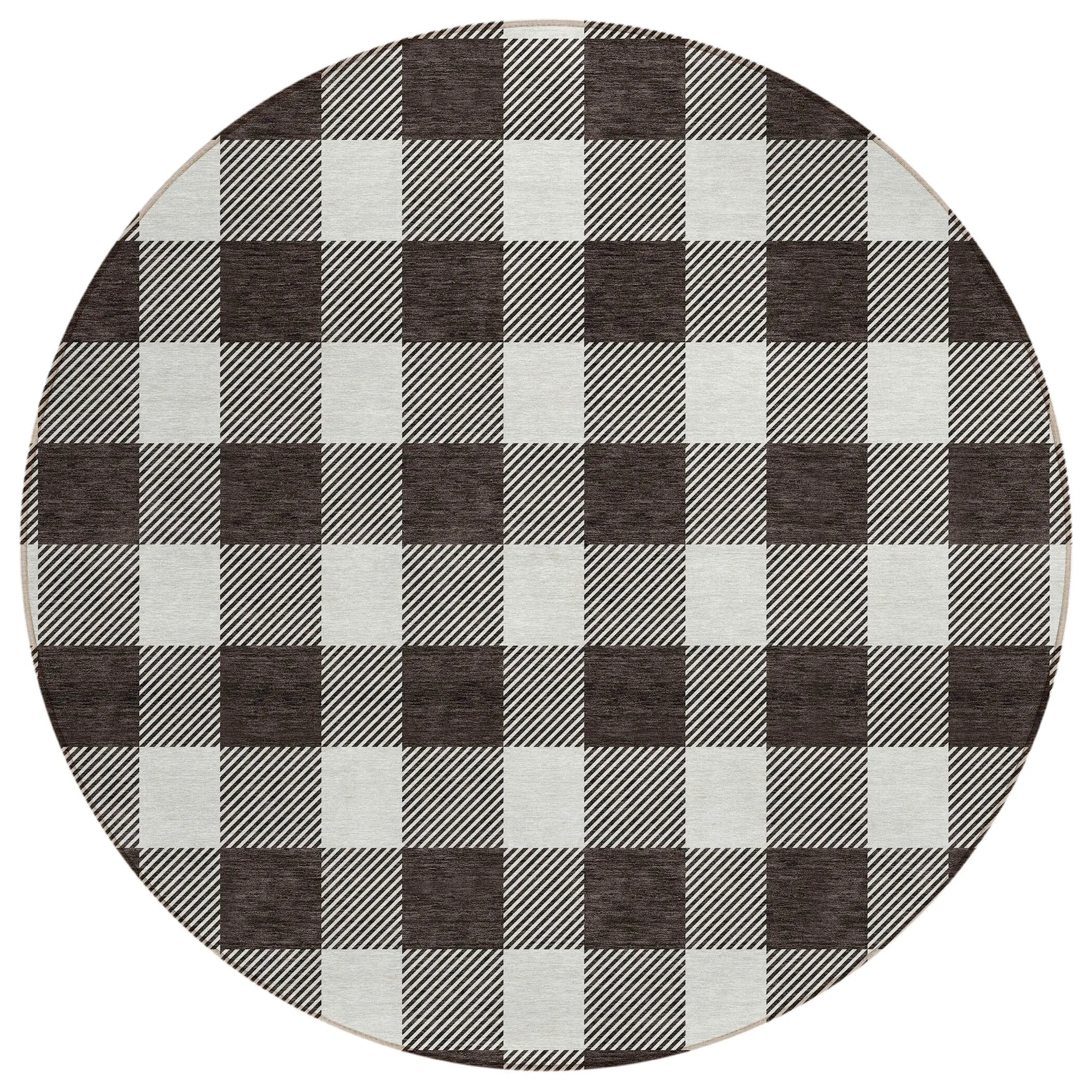 Machine Washable Indoor/ Outdoor Chantille Plaid Rug