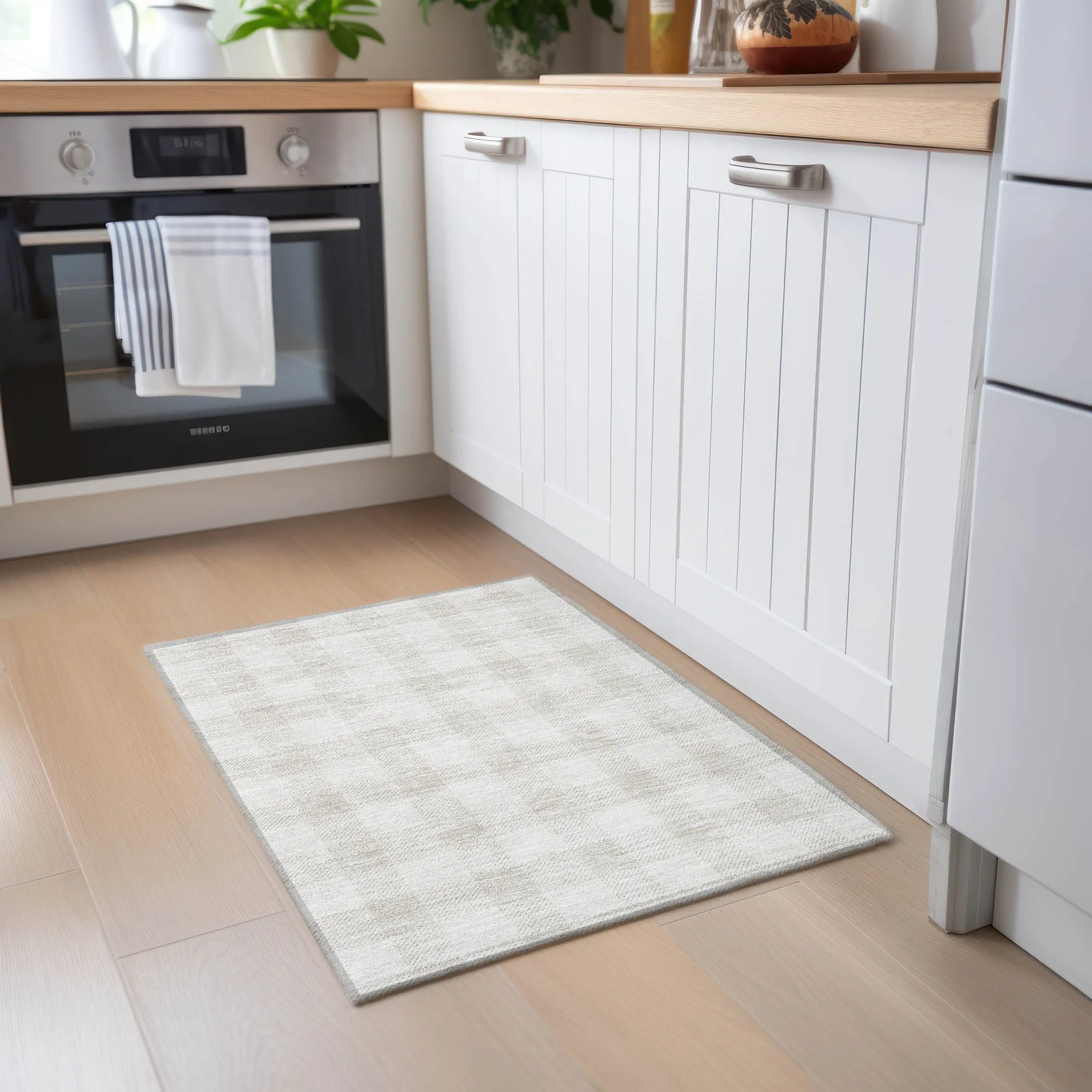 Machine Washable Indoor/ Outdoor Chantille Plaid Rug