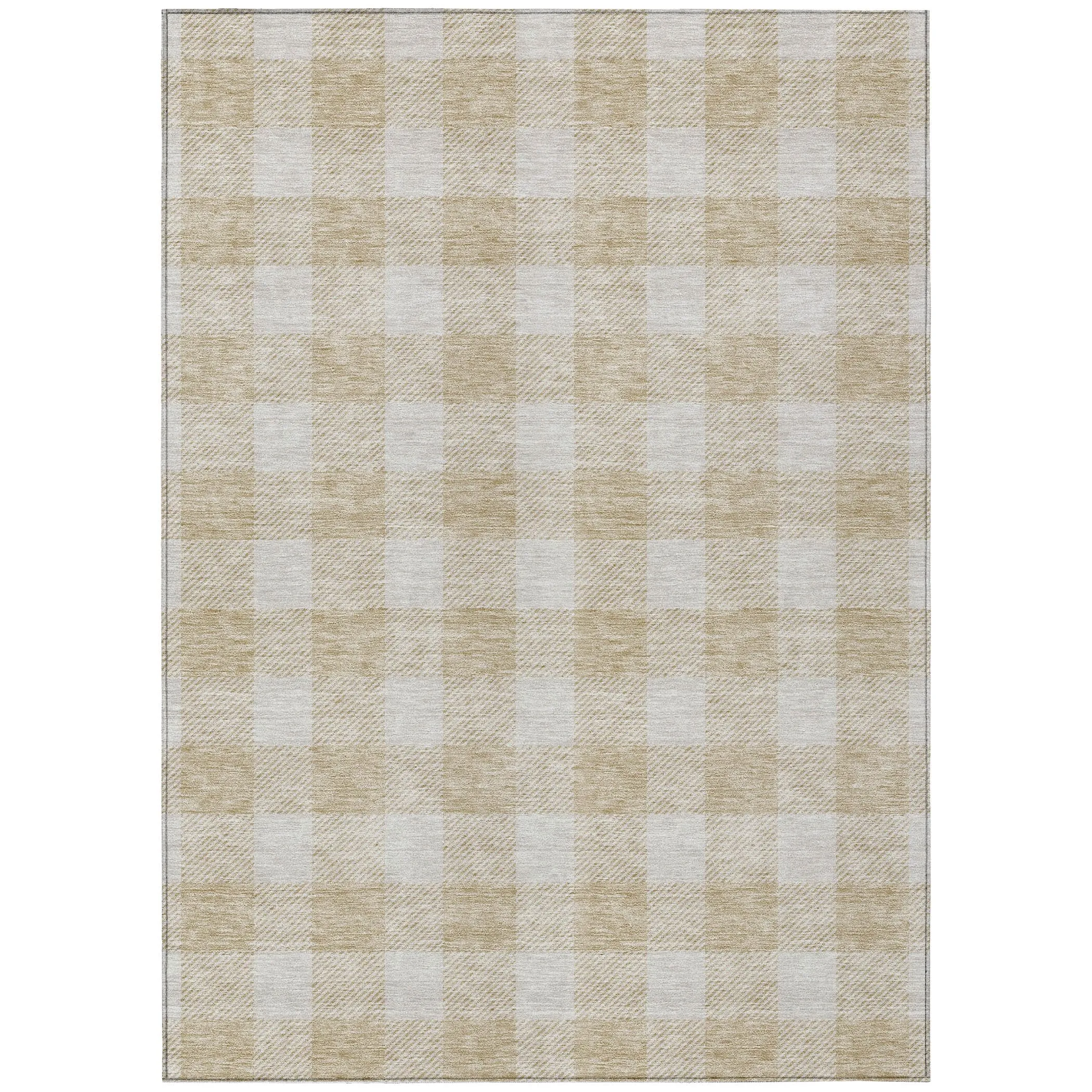 Machine Washable Indoor/ Outdoor Chantille Plaid Rug