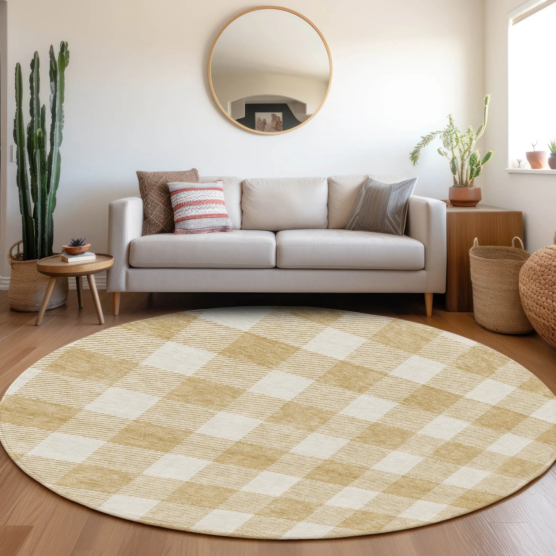 Machine Washable Indoor/ Outdoor Chantille Plaid Rug