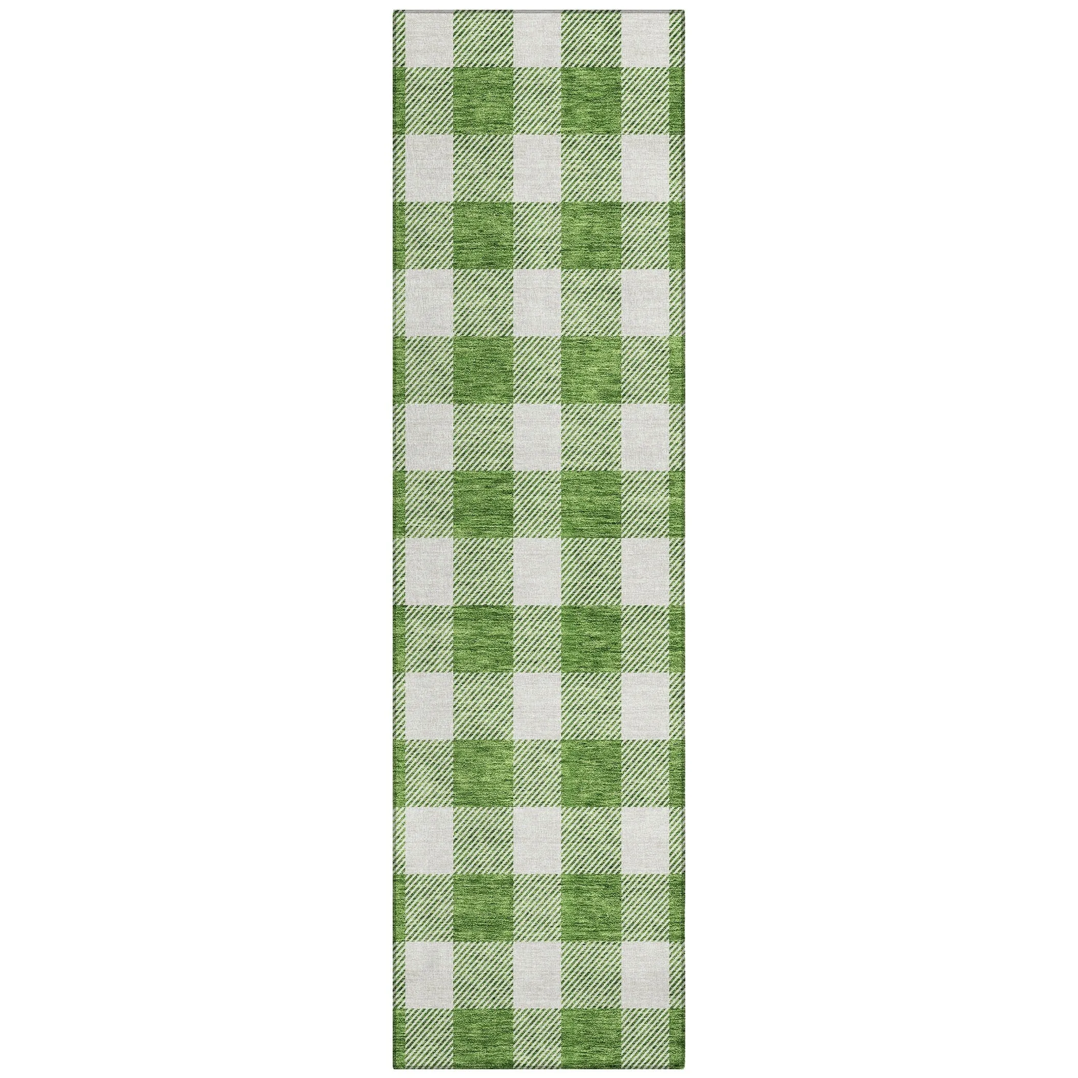 Machine Washable Indoor/ Outdoor Chantille Plaid Rug