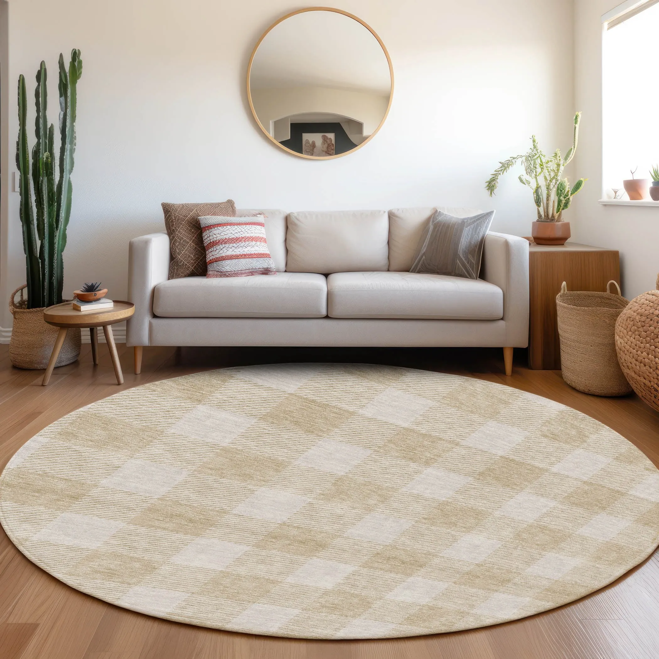 Machine Washable Indoor/ Outdoor Chantille Plaid Rug