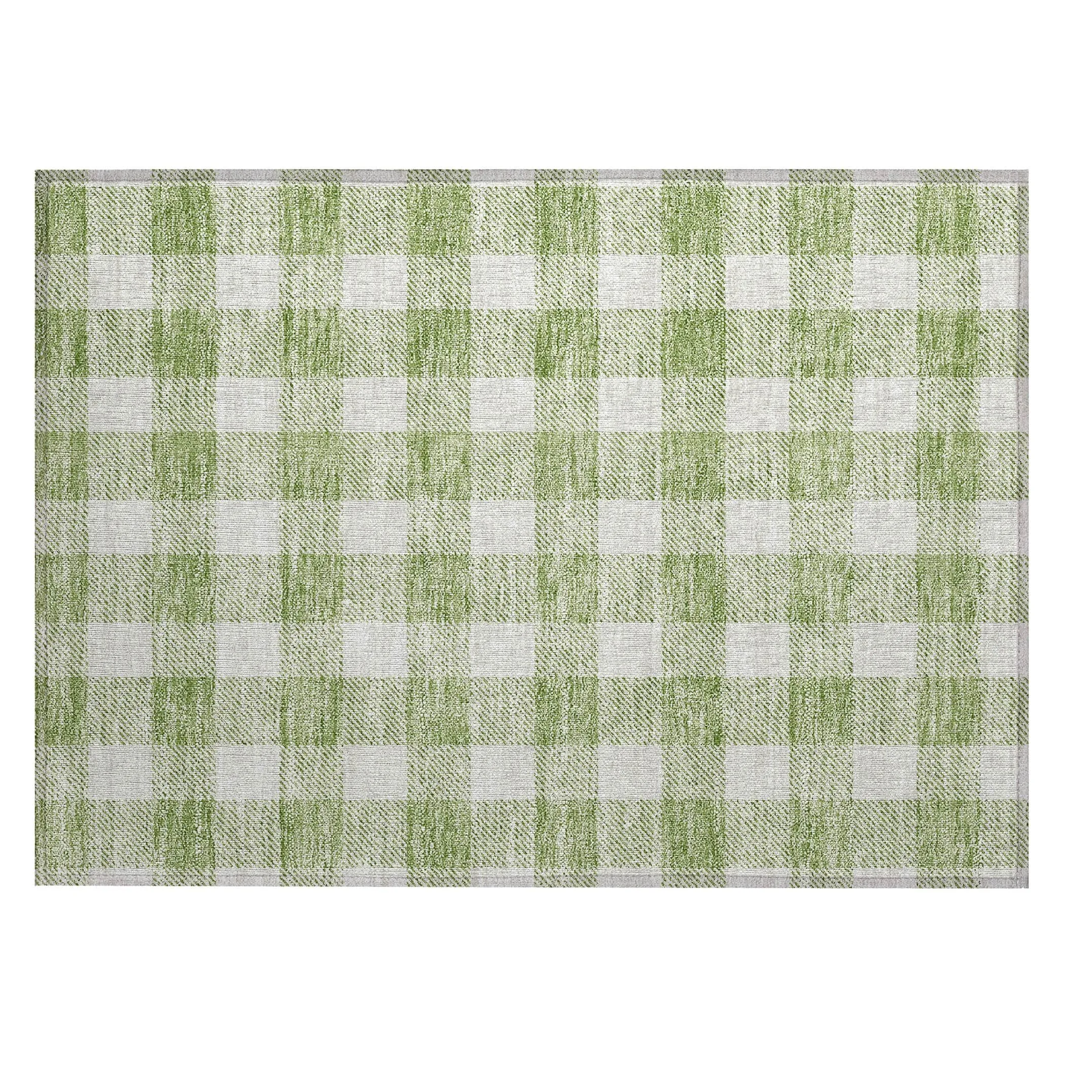Machine Washable Indoor/ Outdoor Chantille Plaid Rug