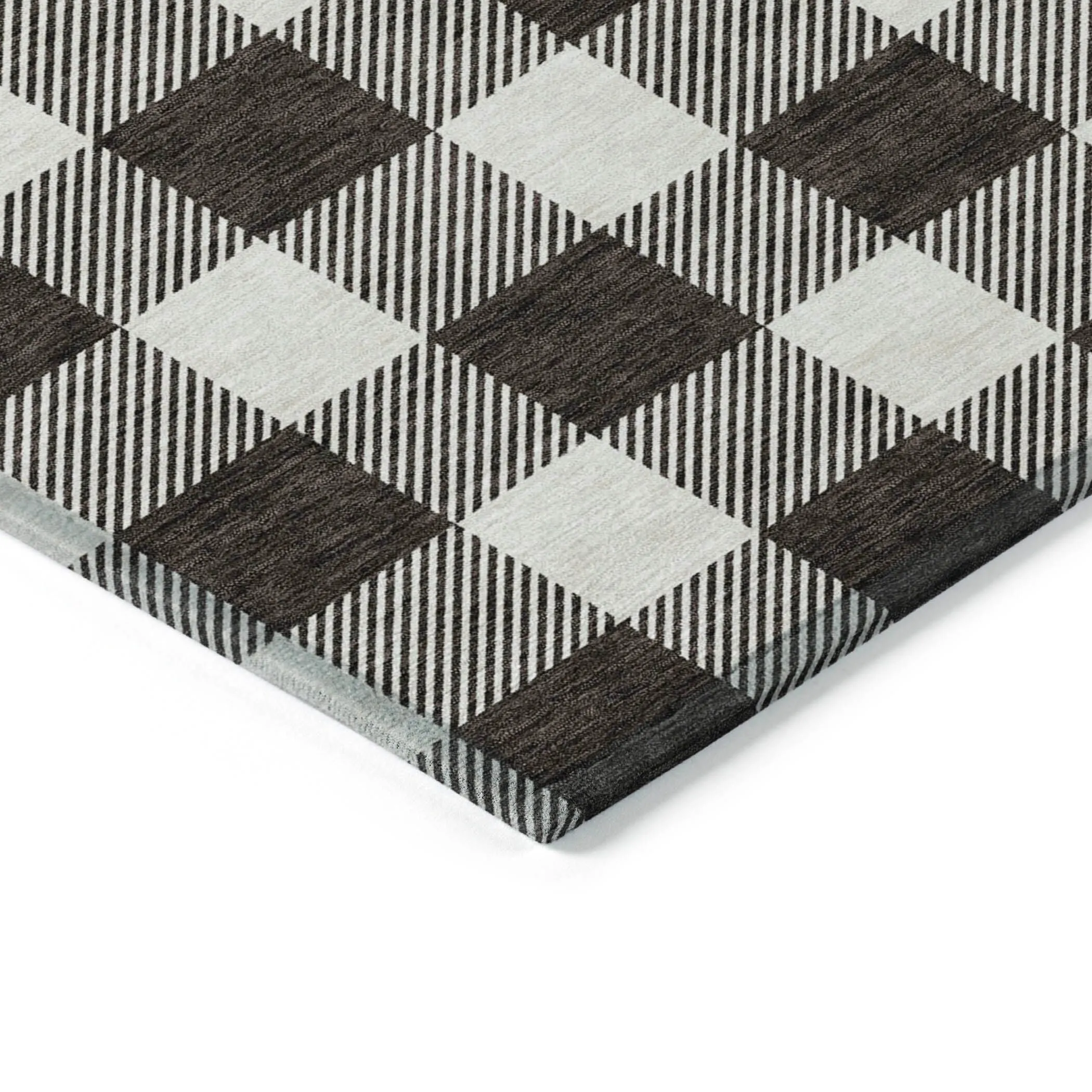 Machine Washable Indoor/ Outdoor Chantille Plaid Rug
