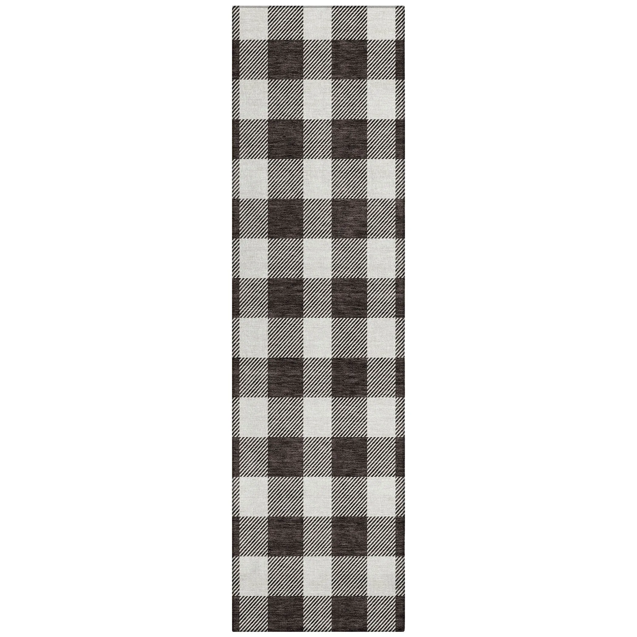 Machine Washable Indoor/ Outdoor Chantille Plaid Rug