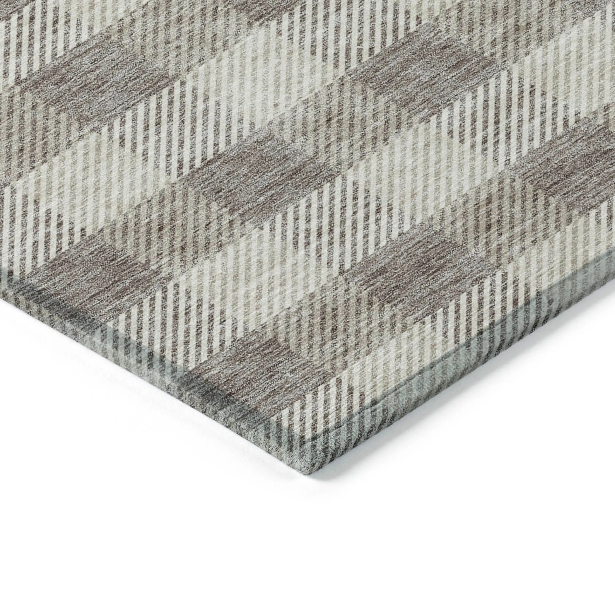 Machine Washable Indoor/ Outdoor Chantille Plaid Stripe Rug