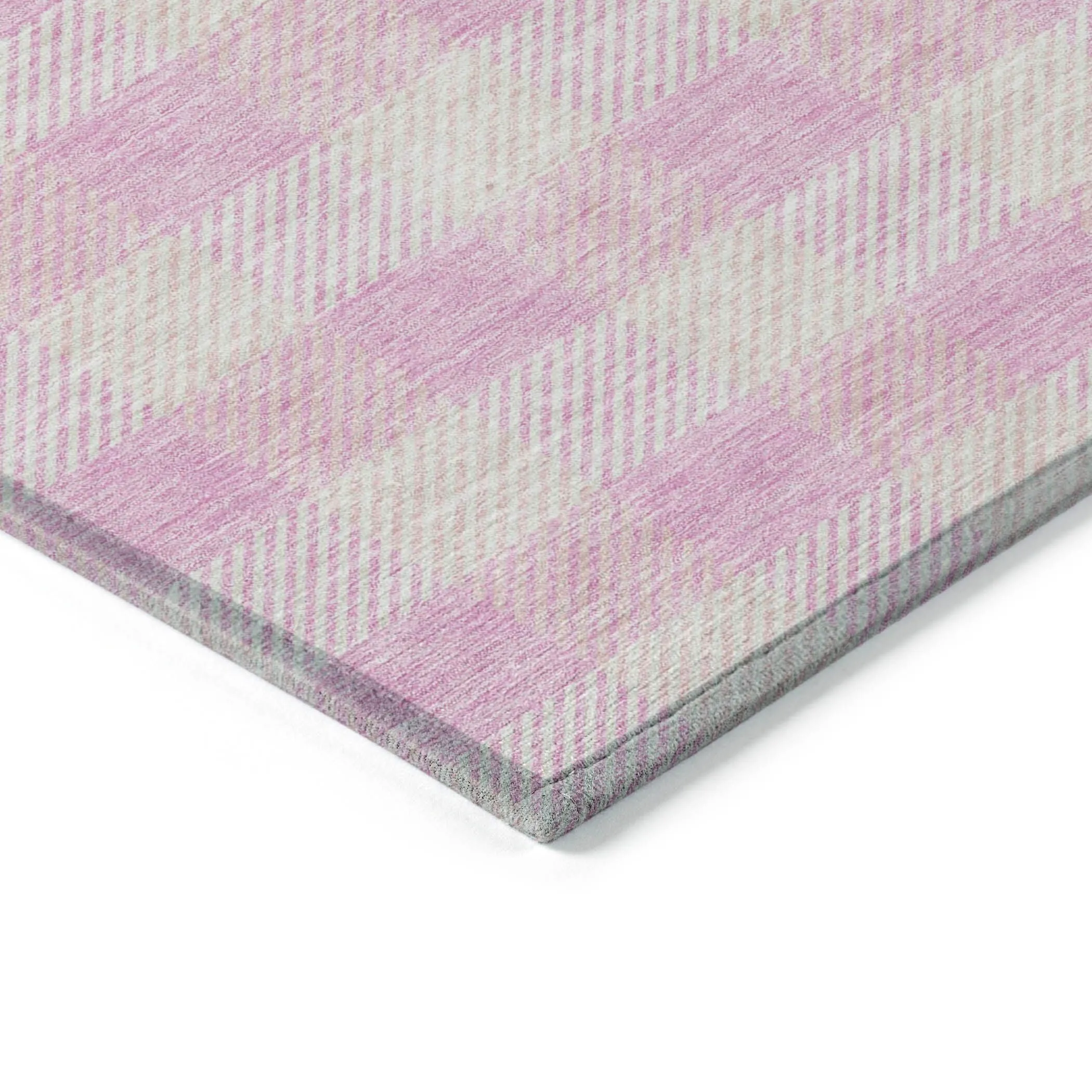 Machine Washable Indoor/ Outdoor Chantille Plaid Stripe Rug