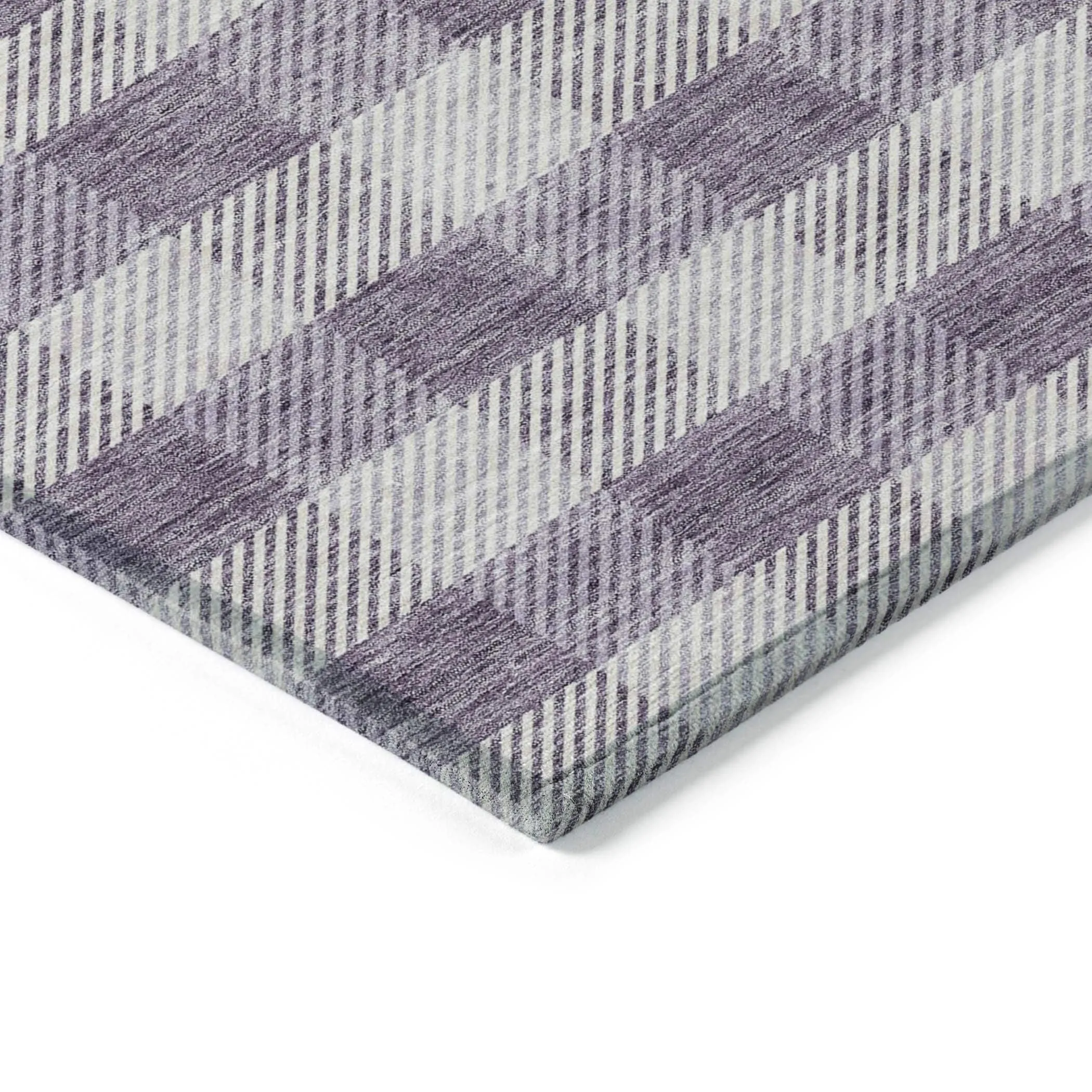 Machine Washable Indoor/ Outdoor Chantille Plaid Stripe Rug