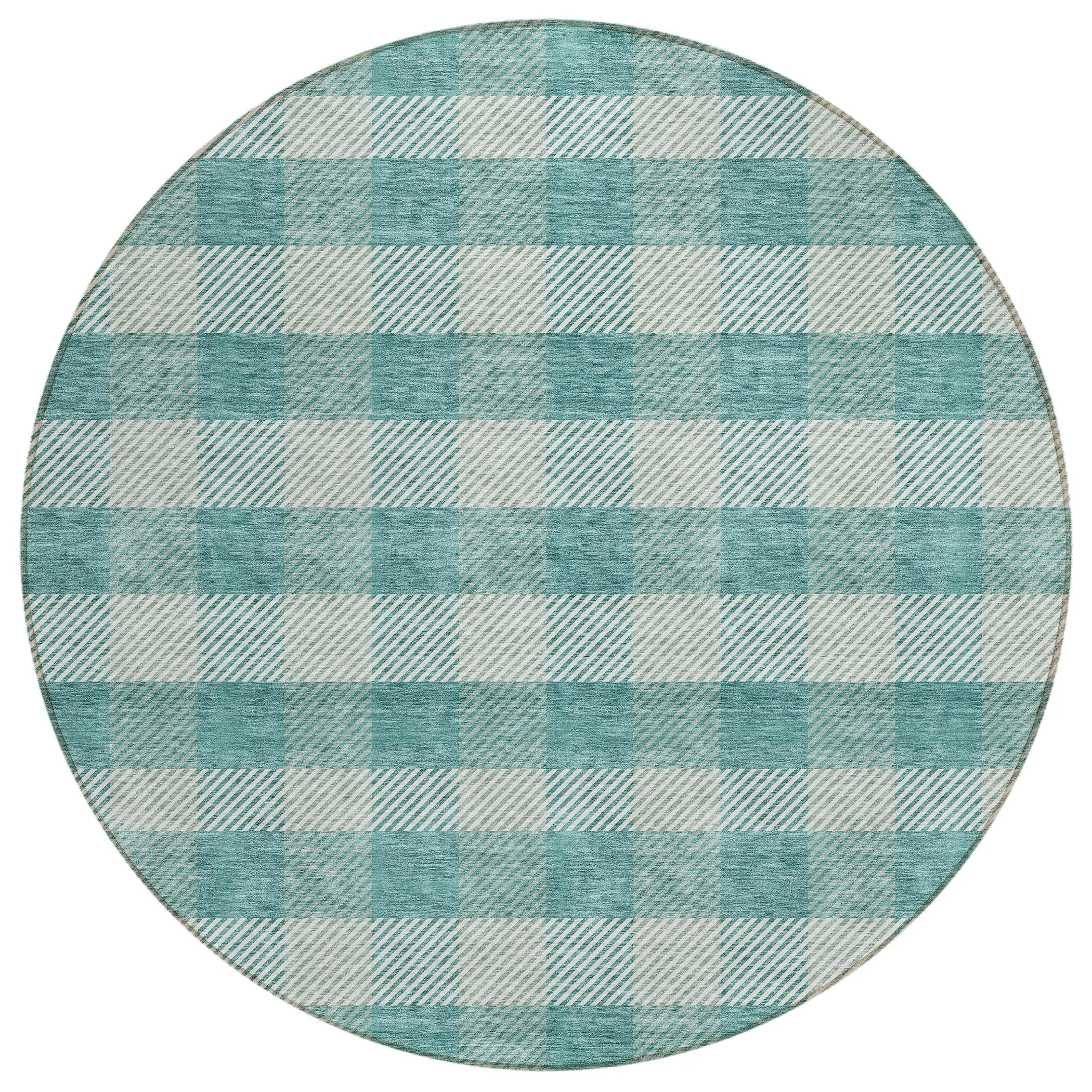 Machine Washable Indoor/ Outdoor Chantille Plaid Stripe Rug
