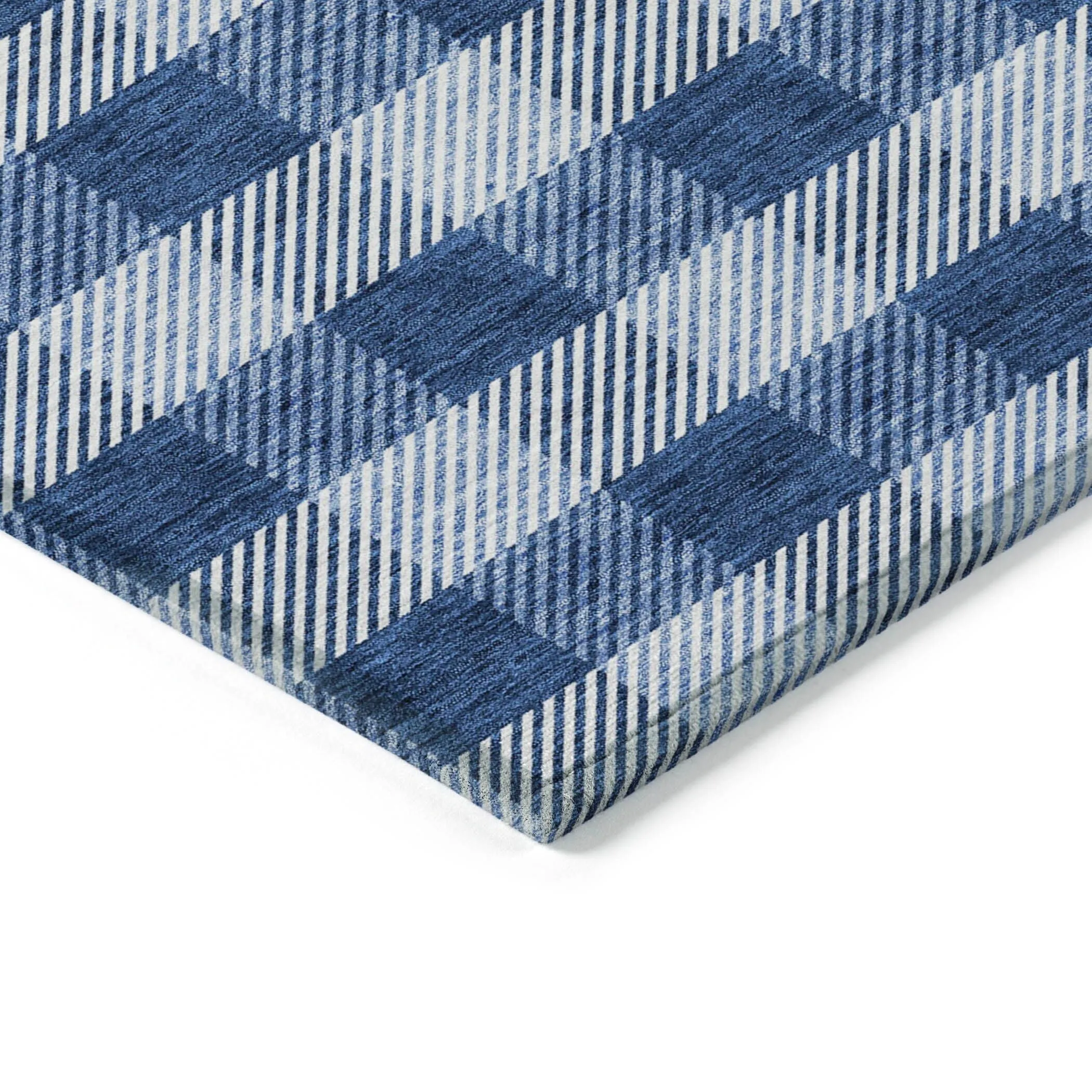 Machine Washable Indoor/ Outdoor Chantille Plaid Stripe Rug