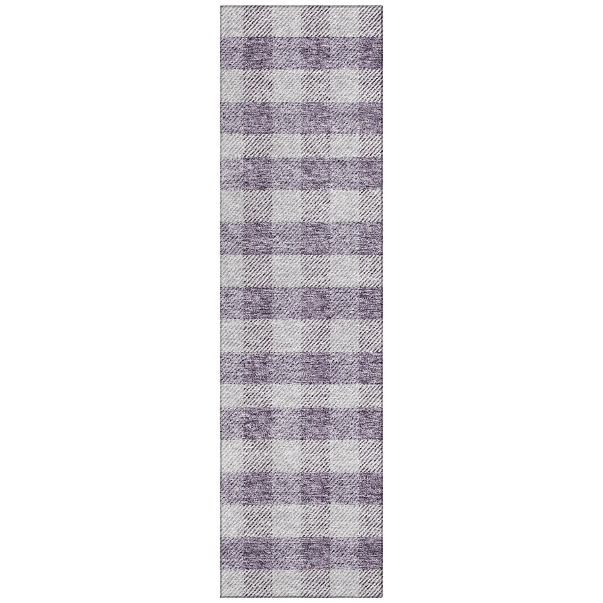Machine Washable Indoor/ Outdoor Chantille Plaid Stripe Rug