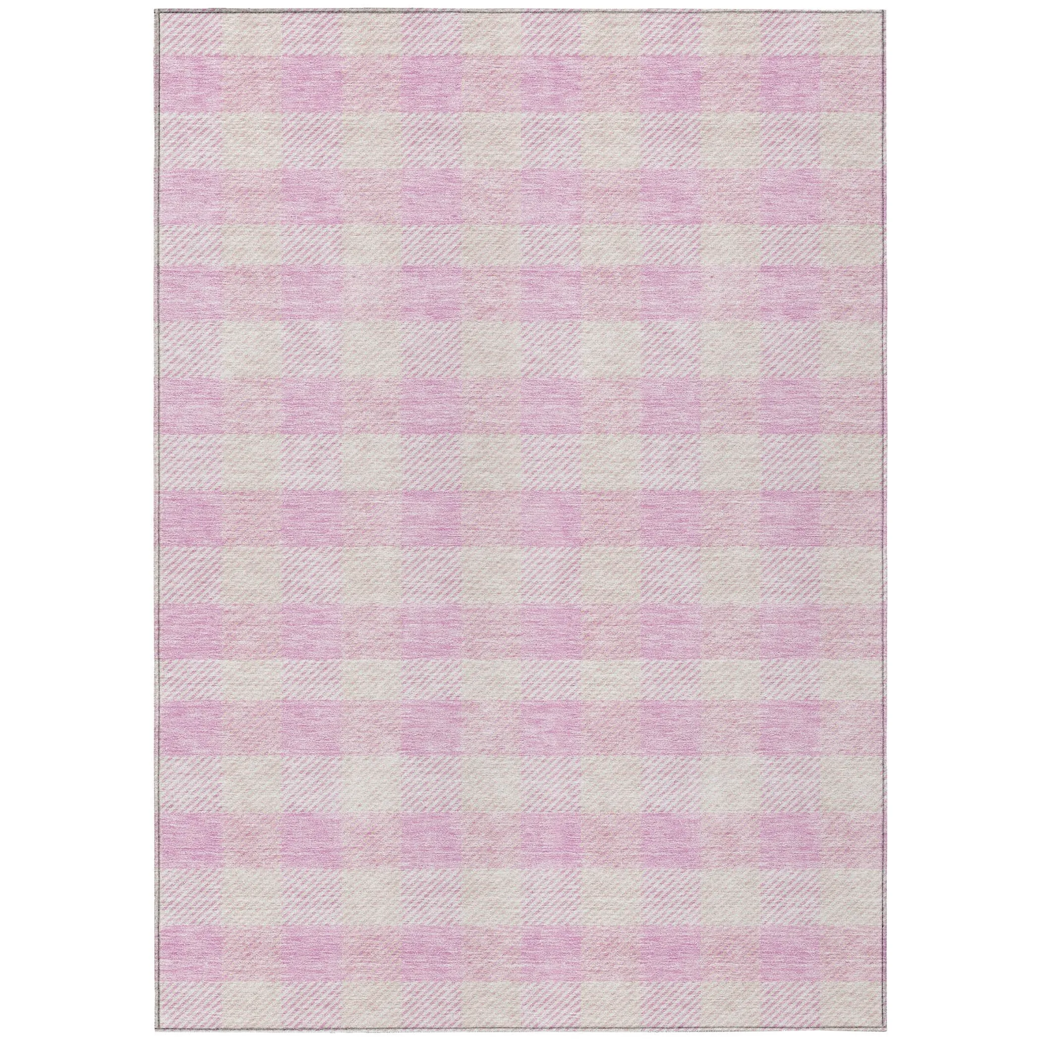 Machine Washable Indoor/ Outdoor Chantille Plaid Stripe Rug