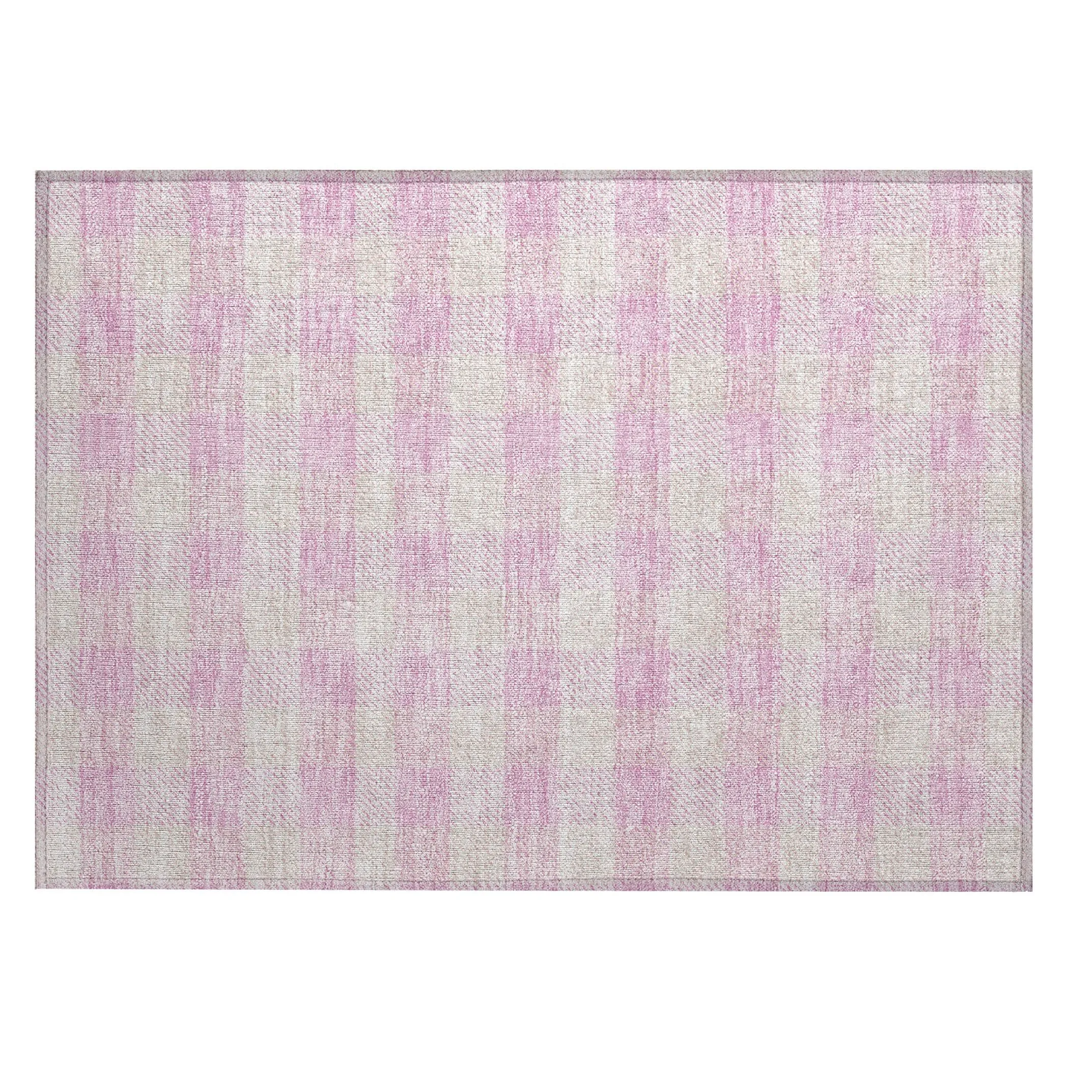 Machine Washable Indoor/ Outdoor Chantille Plaid Stripe Rug
