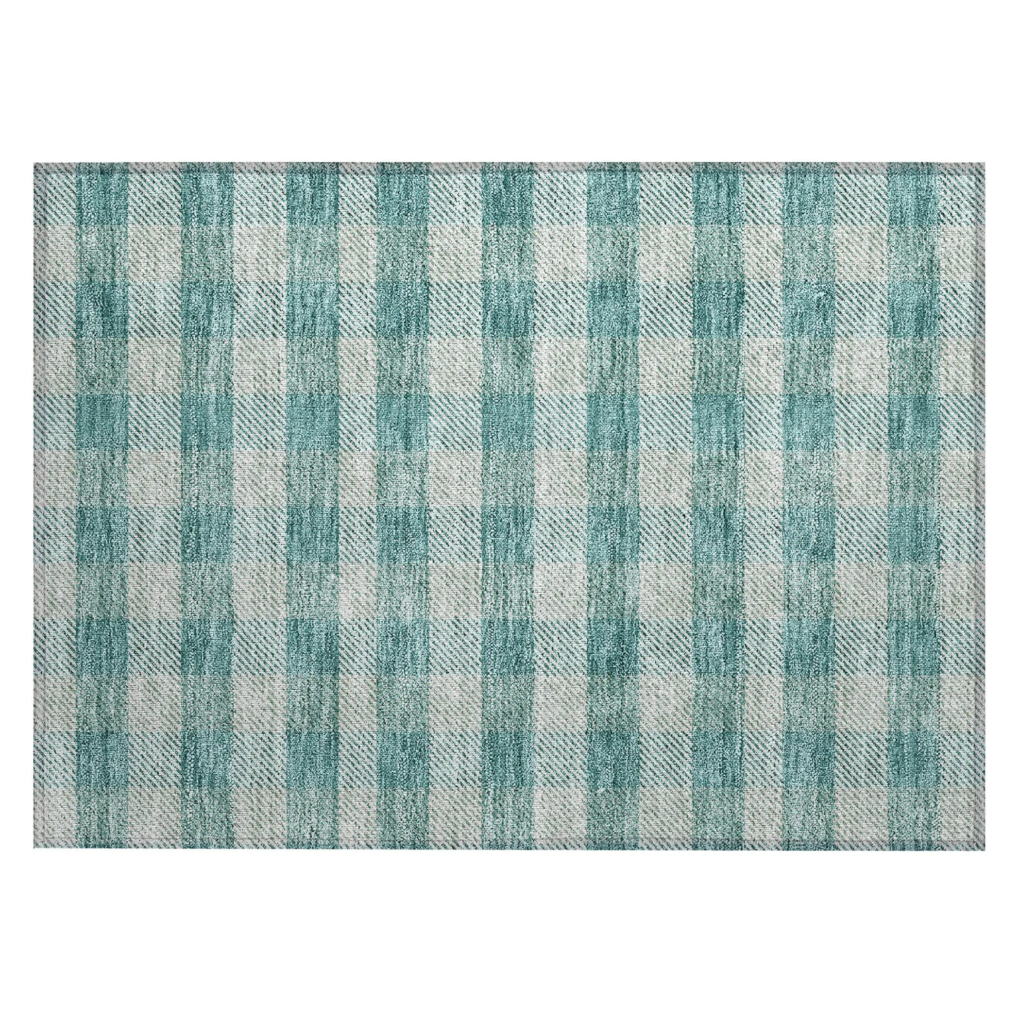 Machine Washable Indoor/ Outdoor Chantille Plaid Stripe Rug