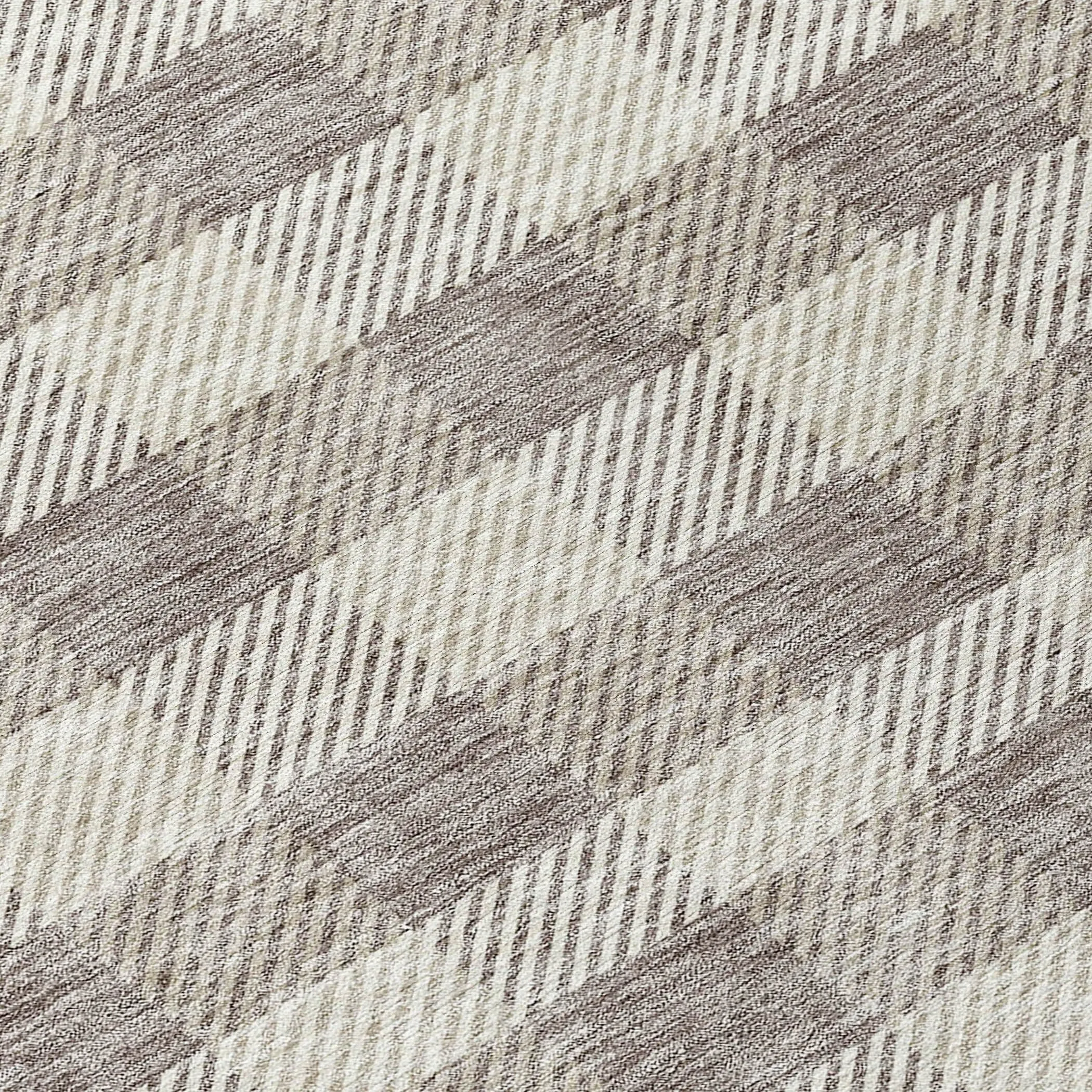 Machine Washable Indoor/ Outdoor Chantille Plaid Stripe Rug