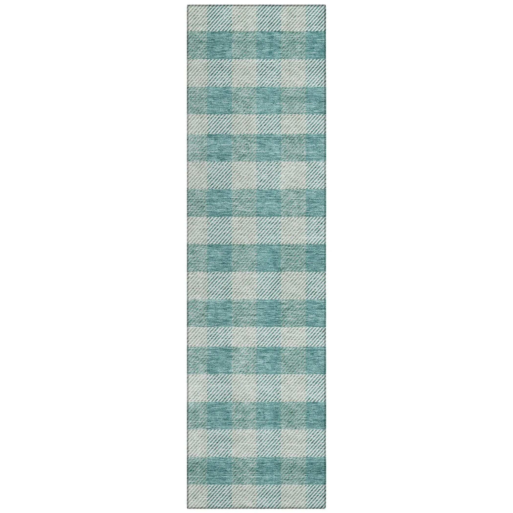 Machine Washable Indoor/ Outdoor Chantille Plaid Stripe Rug