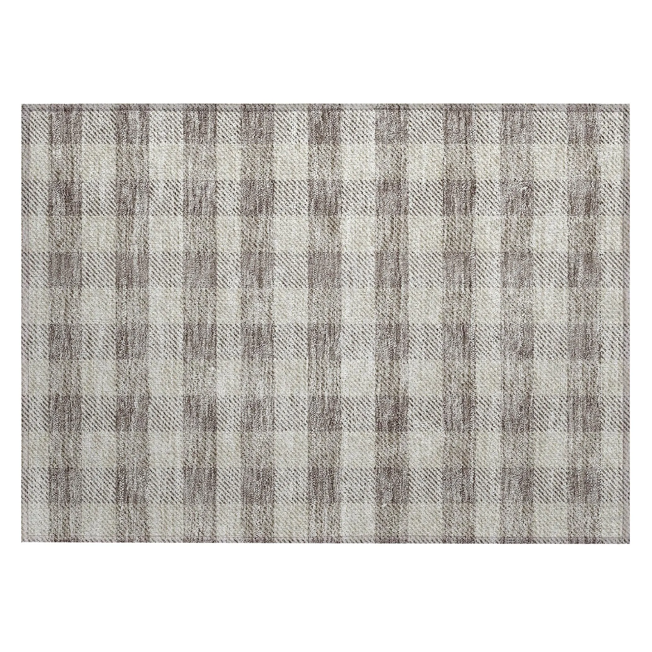 Machine Washable Indoor/ Outdoor Chantille Plaid Stripe Rug