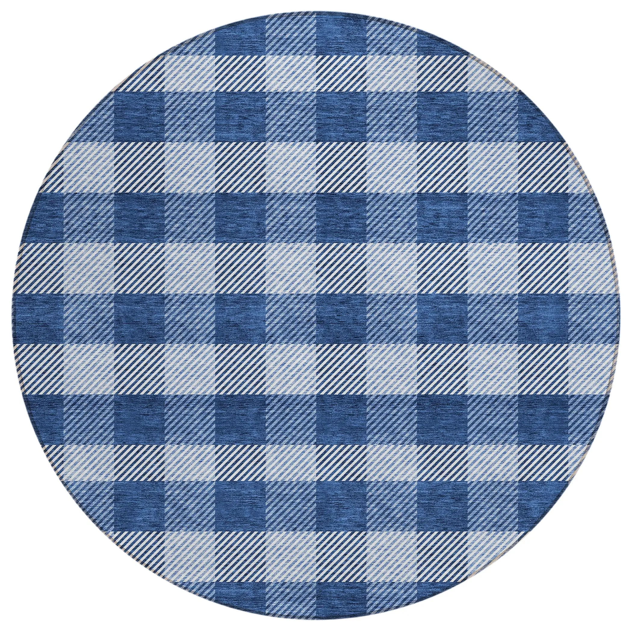 Machine Washable Indoor/ Outdoor Chantille Plaid Stripe Rug