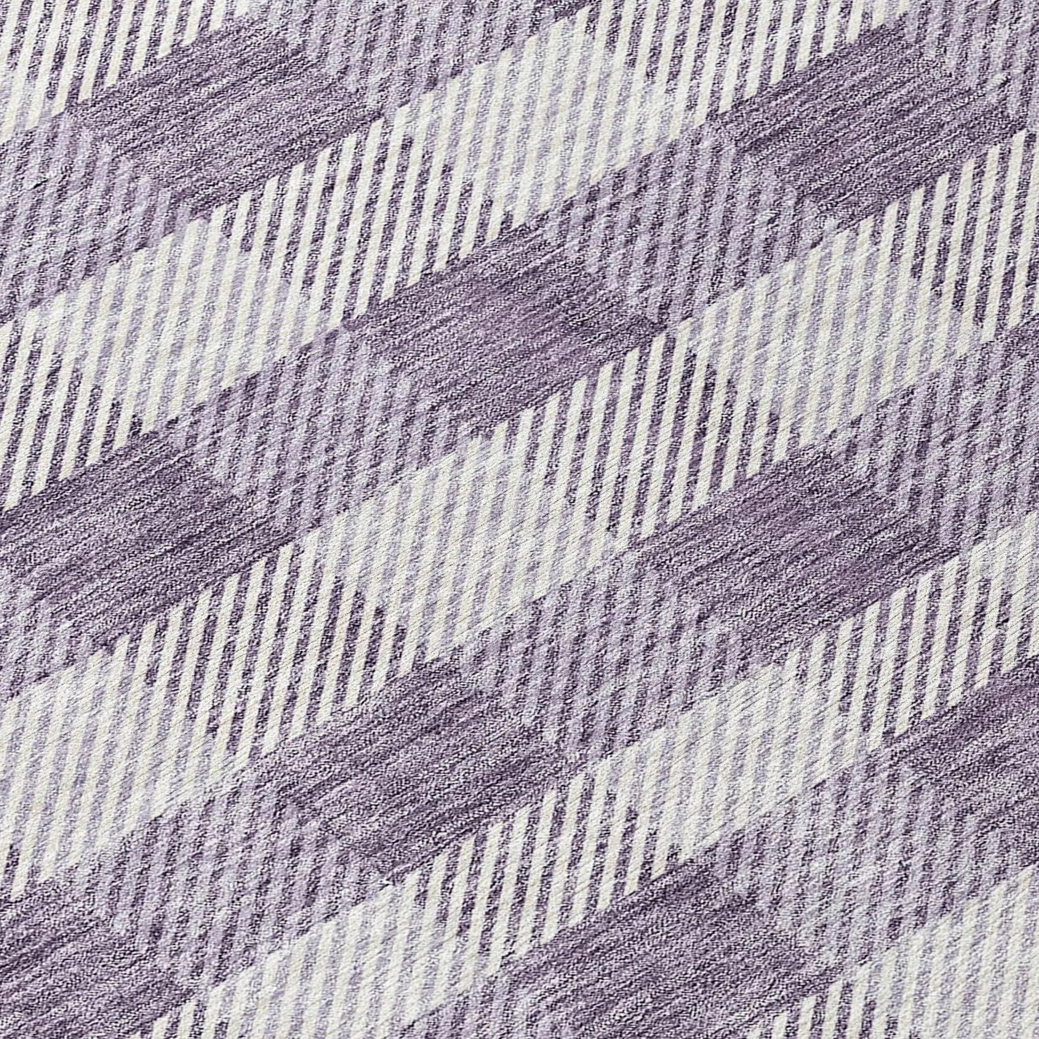 Machine Washable Indoor/ Outdoor Chantille Plaid Stripe Rug