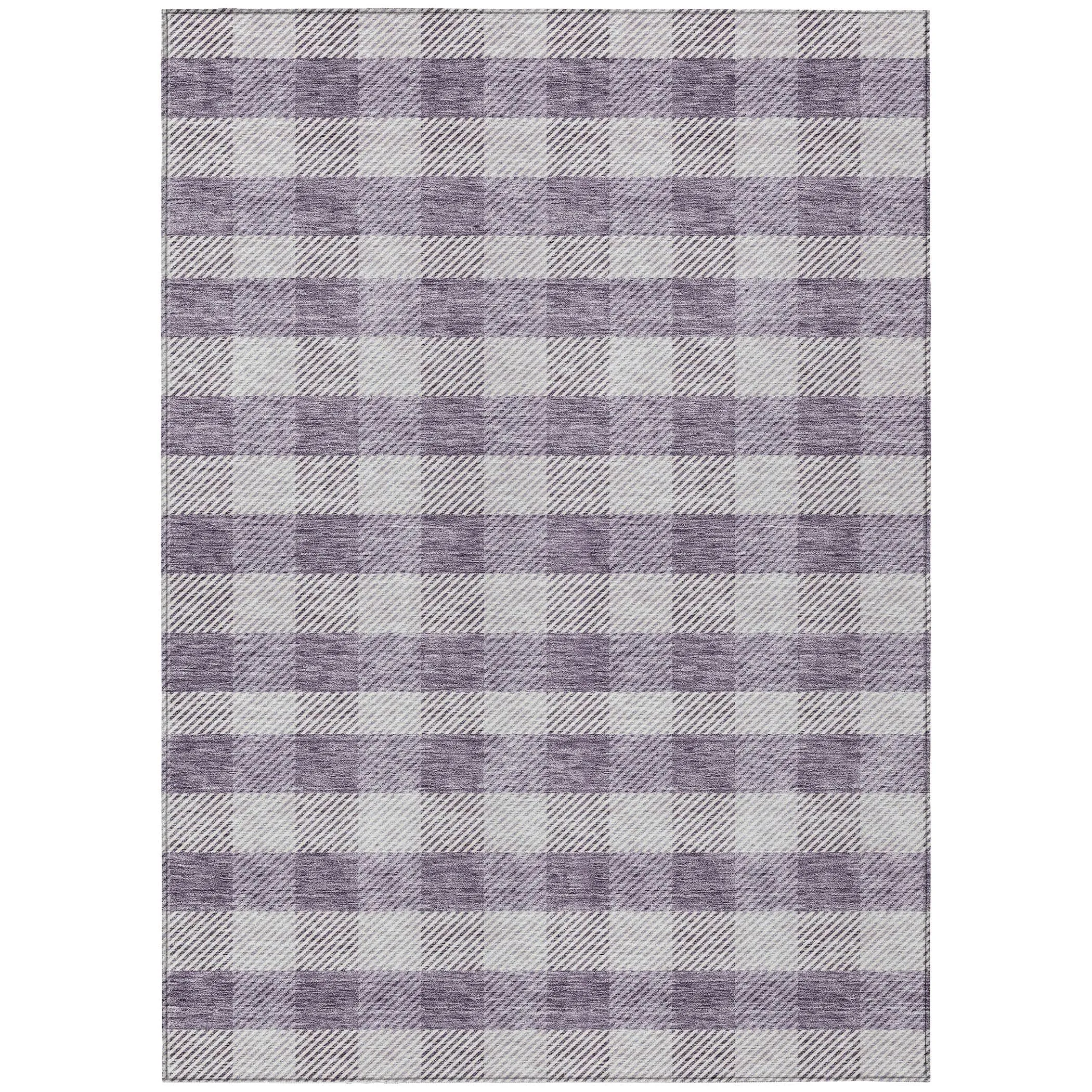 Machine Washable Indoor/ Outdoor Chantille Plaid Stripe Rug