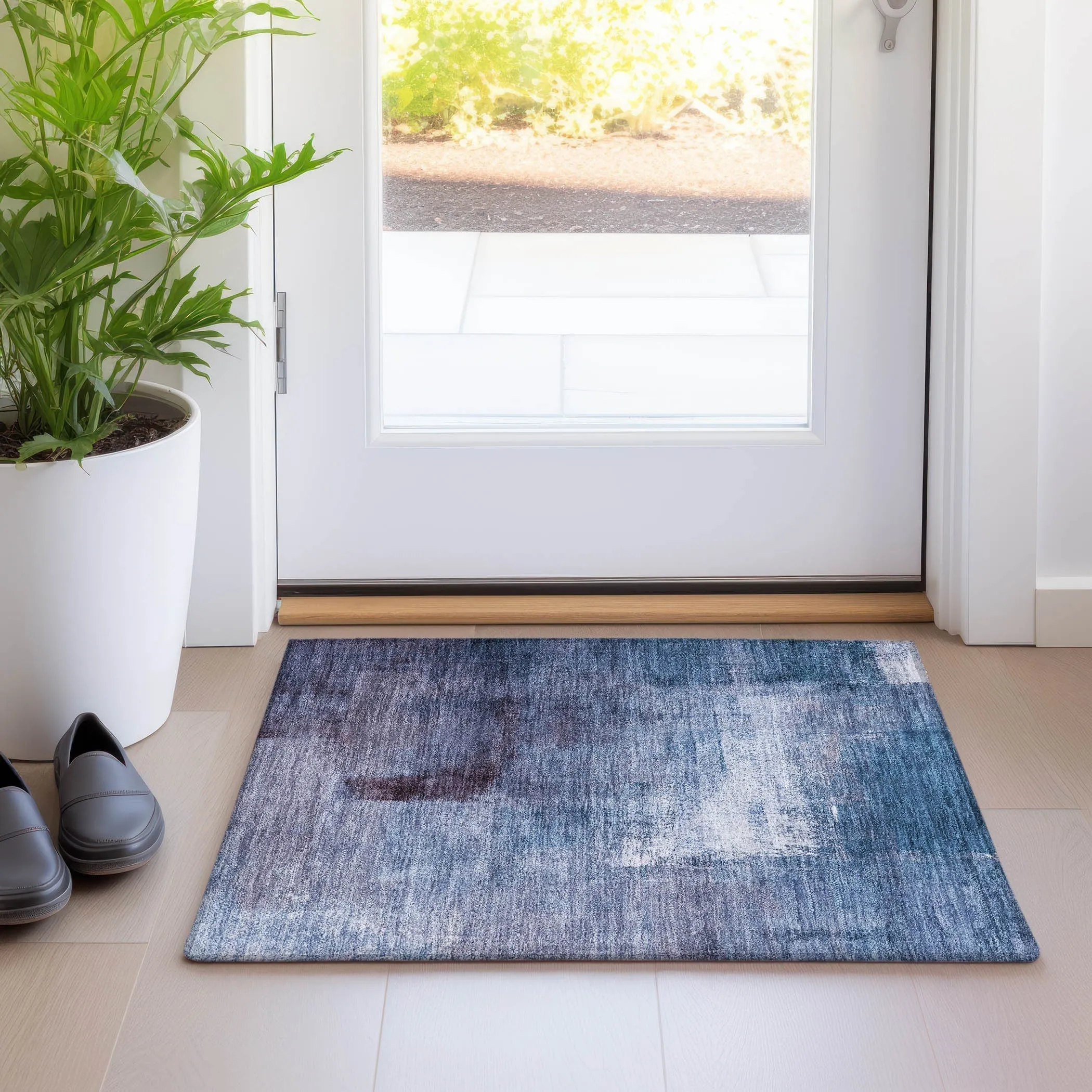 Machine Washable Indoor/ Outdoor Chantille Solid Ombre Rug
