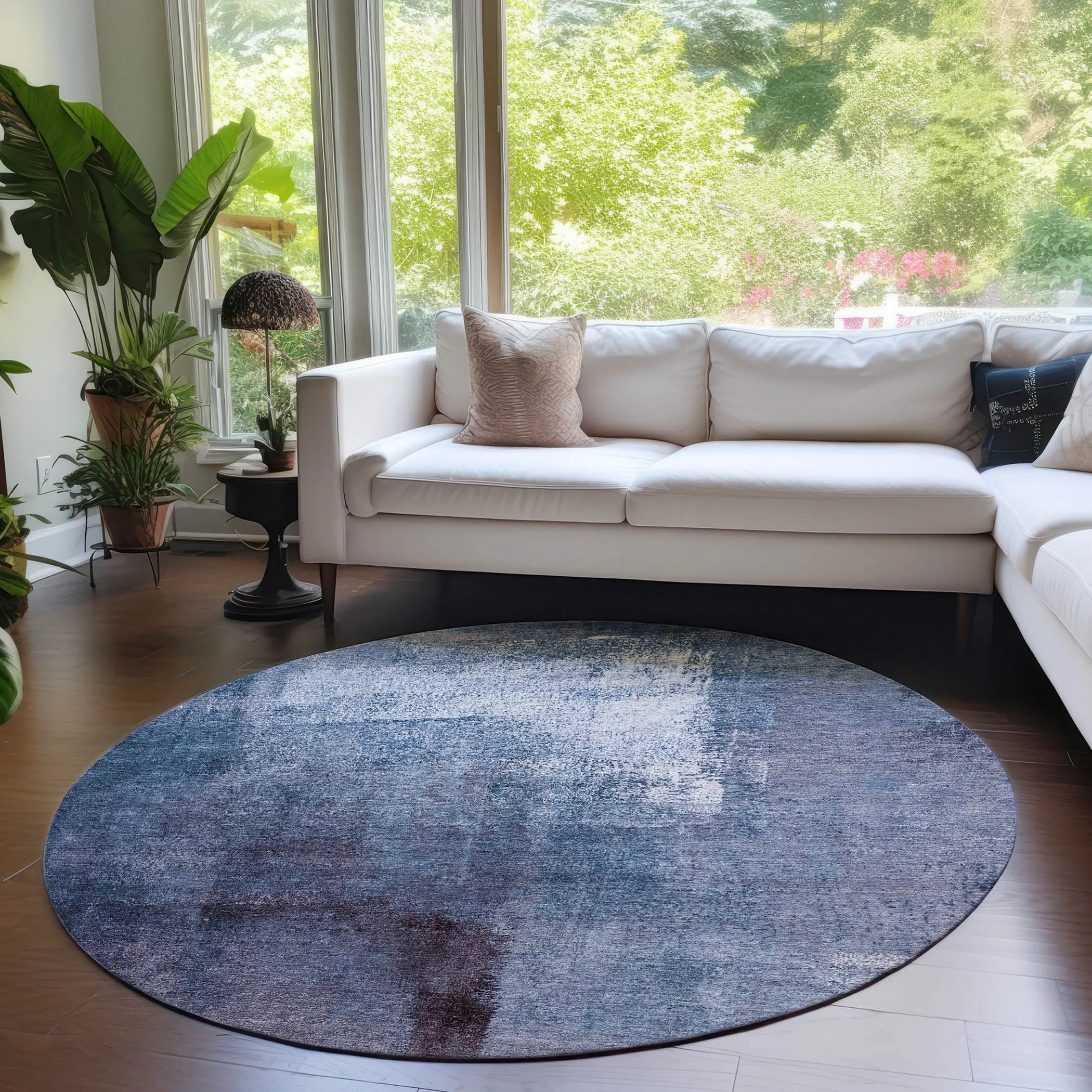 Machine Washable Indoor/ Outdoor Chantille Solid Ombre Rug