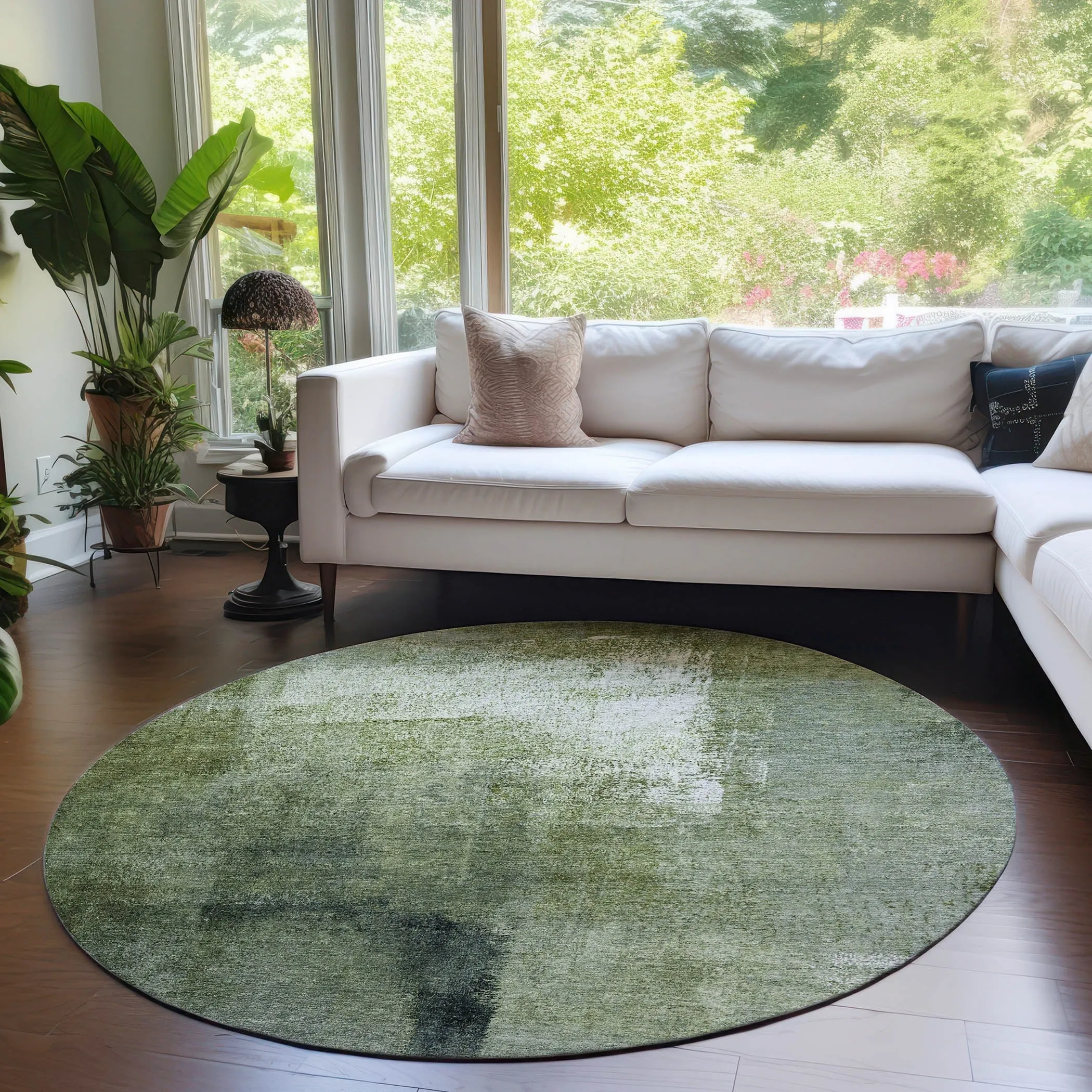 Machine Washable Indoor/ Outdoor Chantille Solid Ombre Rug
