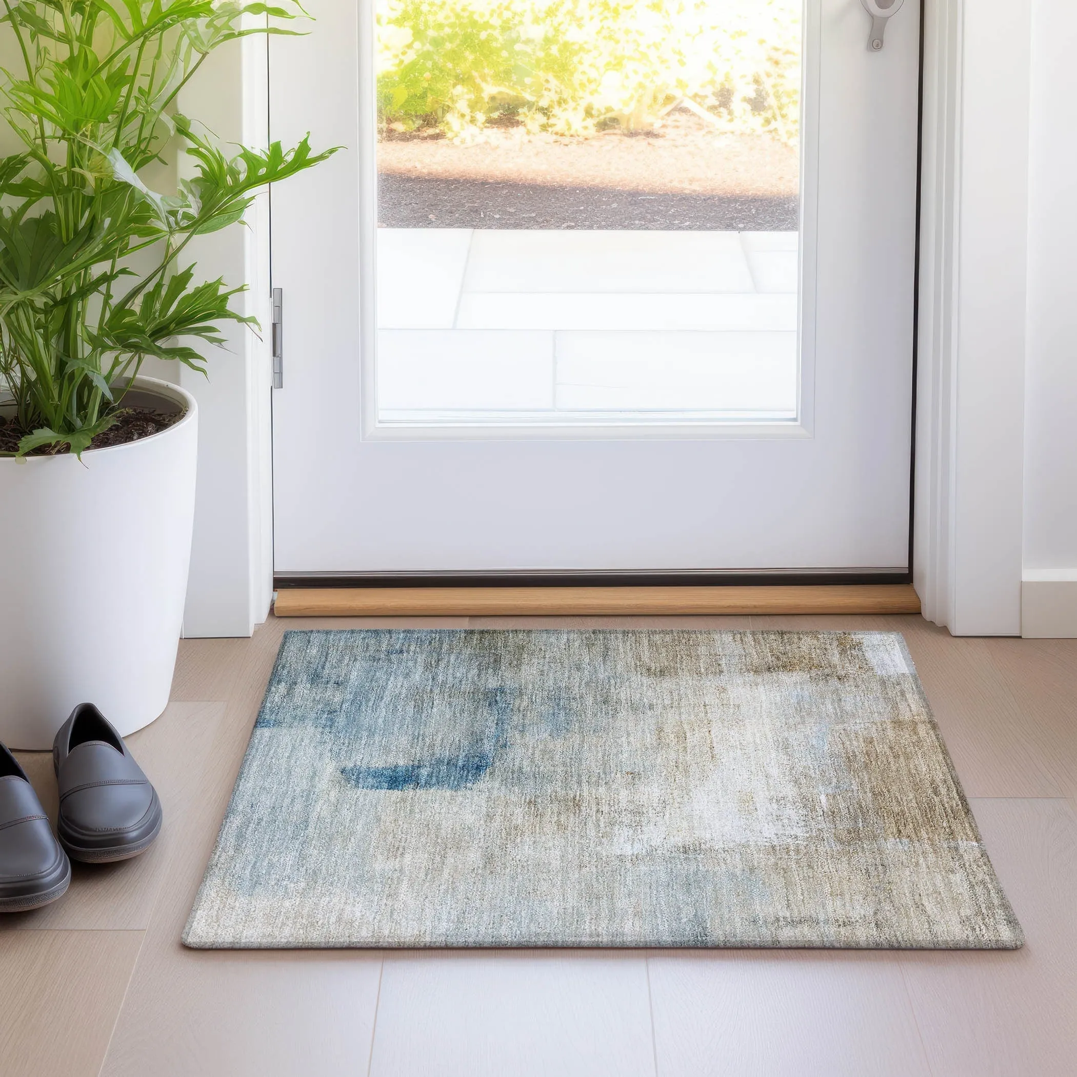 Machine Washable Indoor/ Outdoor Chantille Solid Ombre Rug