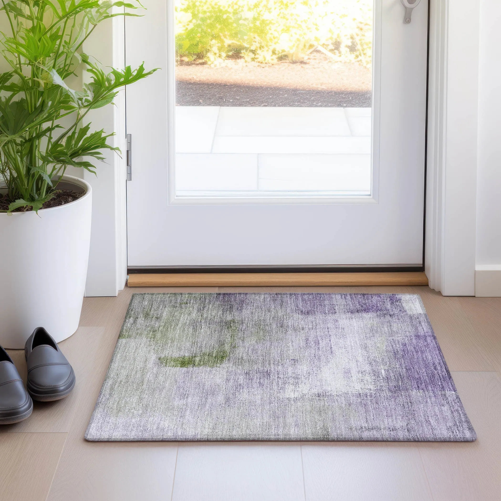 Machine Washable Indoor/ Outdoor Chantille Solid Ombre Rug
