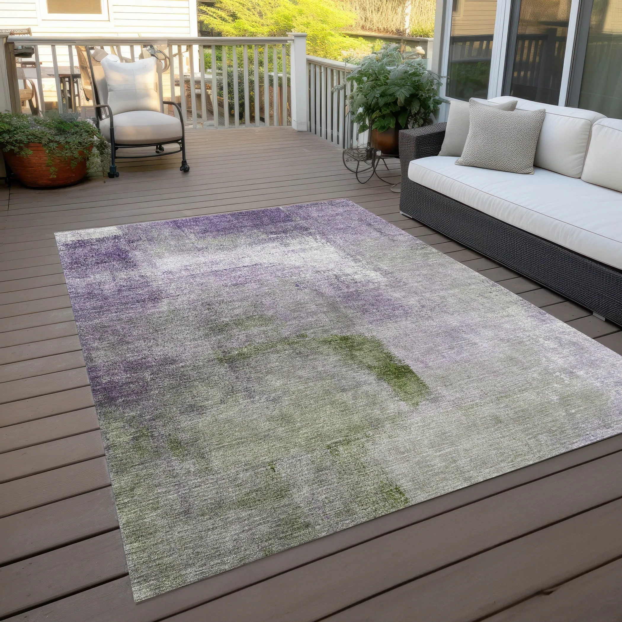 Machine Washable Indoor/ Outdoor Chantille Solid Ombre Rug