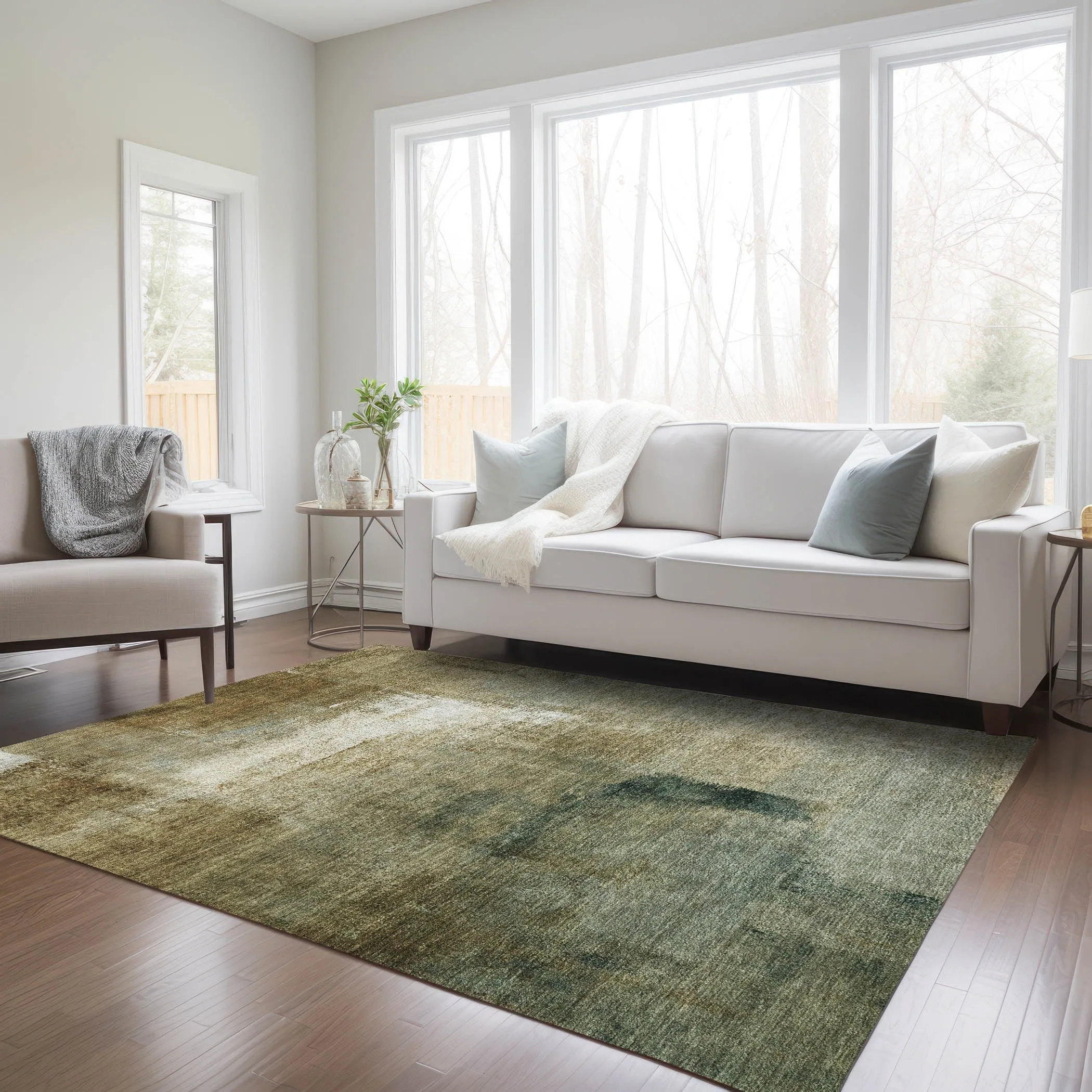 Machine Washable Indoor/ Outdoor Chantille Solid Ombre Rug