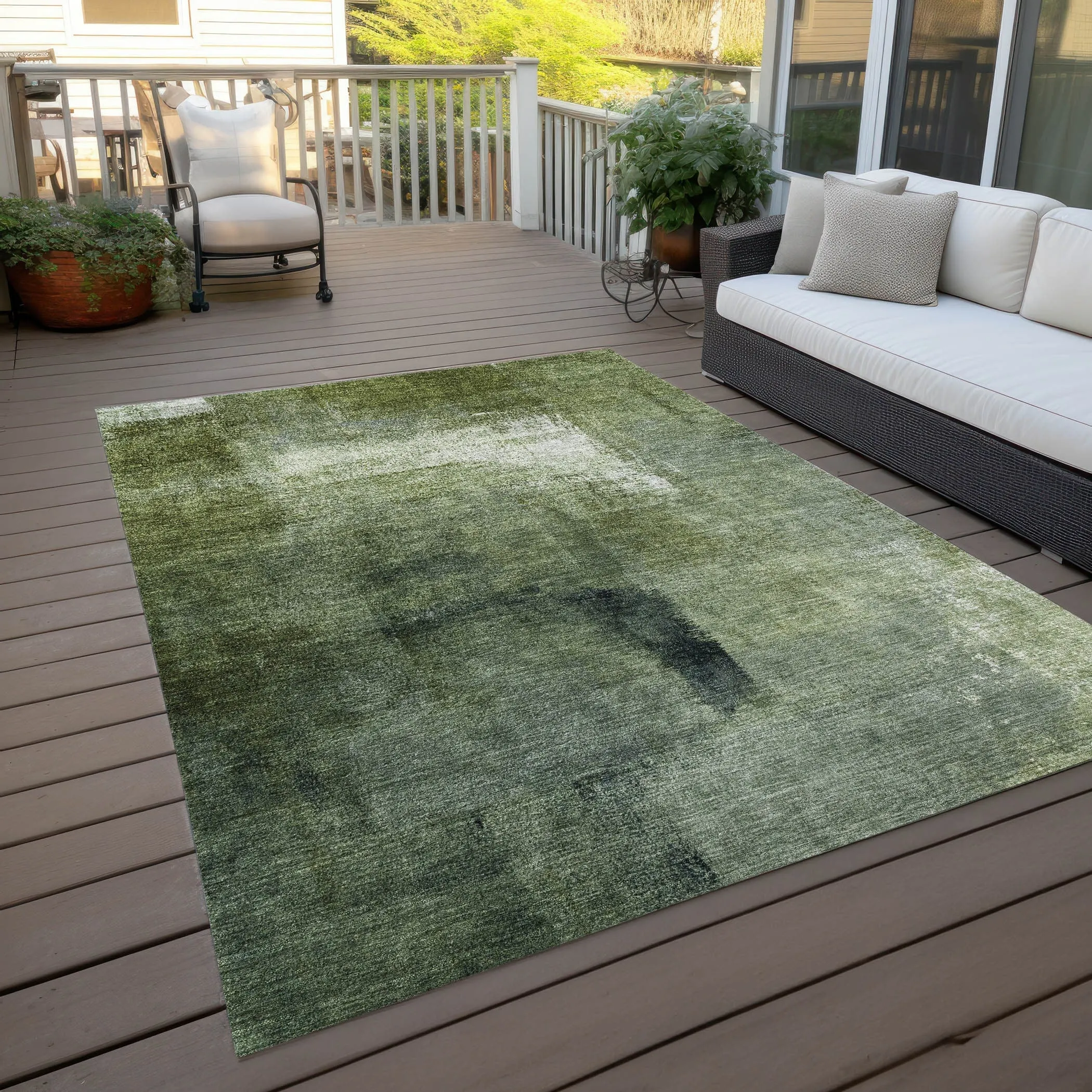 Machine Washable Indoor/ Outdoor Chantille Solid Ombre Rug