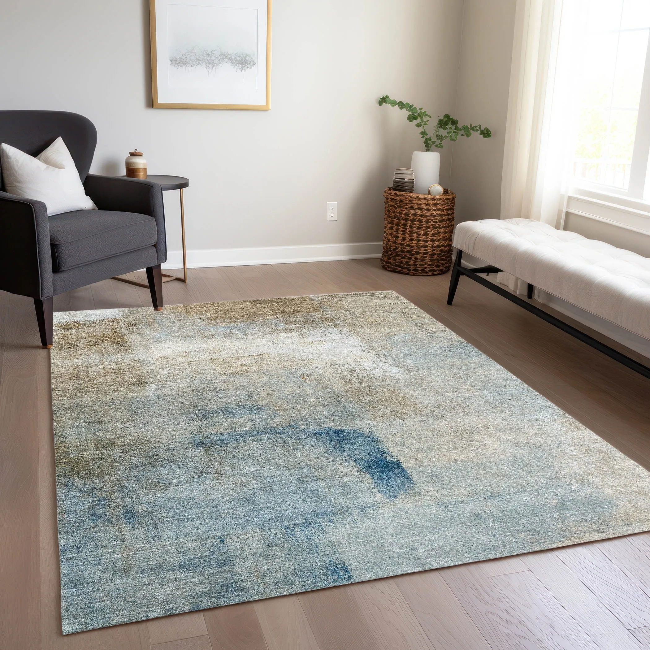 Machine Washable Indoor/ Outdoor Chantille Solid Ombre Rug