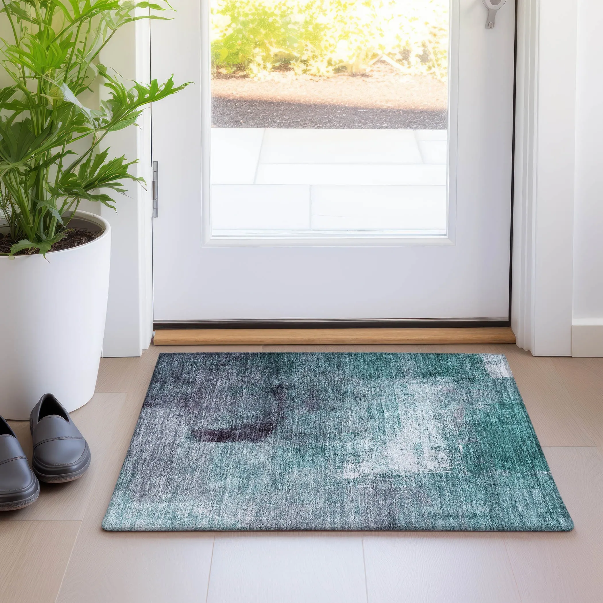 Machine Washable Indoor/ Outdoor Chantille Solid Ombre Rug