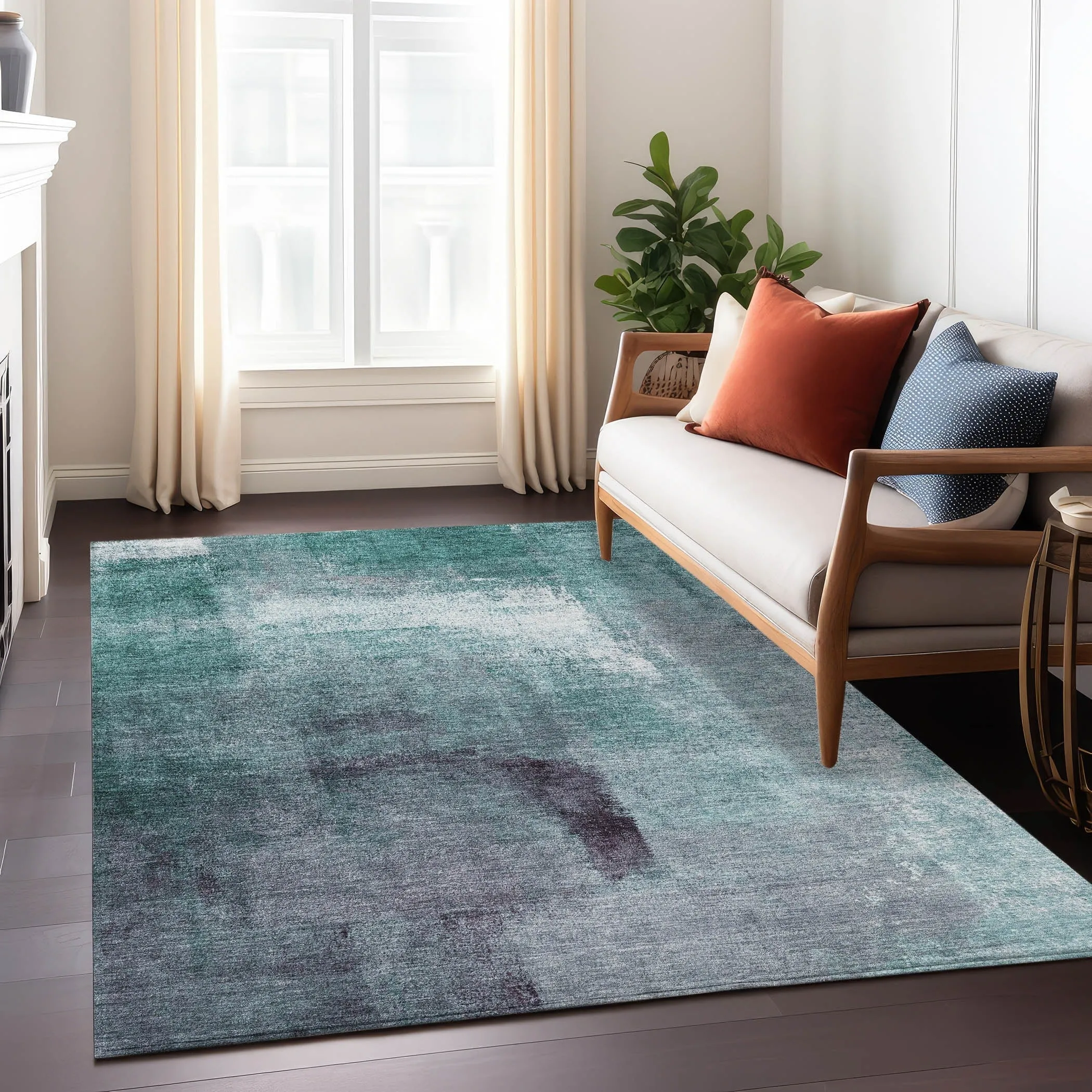 Machine Washable Indoor/ Outdoor Chantille Solid Ombre Rug