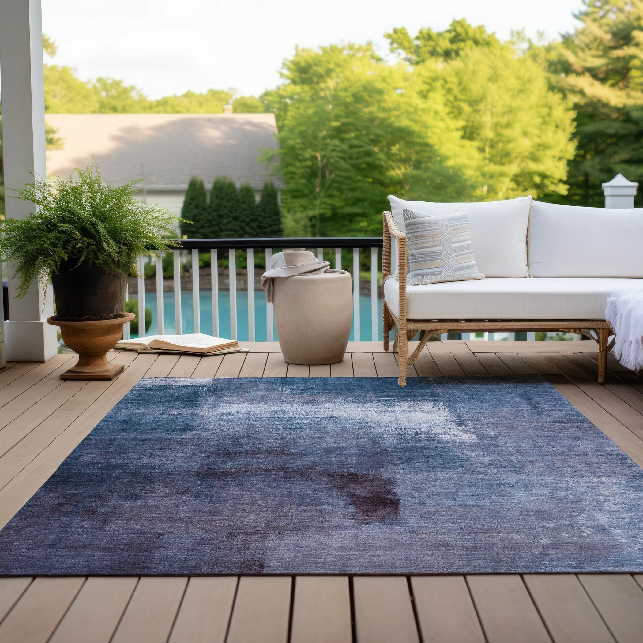 Machine Washable Indoor/ Outdoor Chantille Solid Ombre Rug