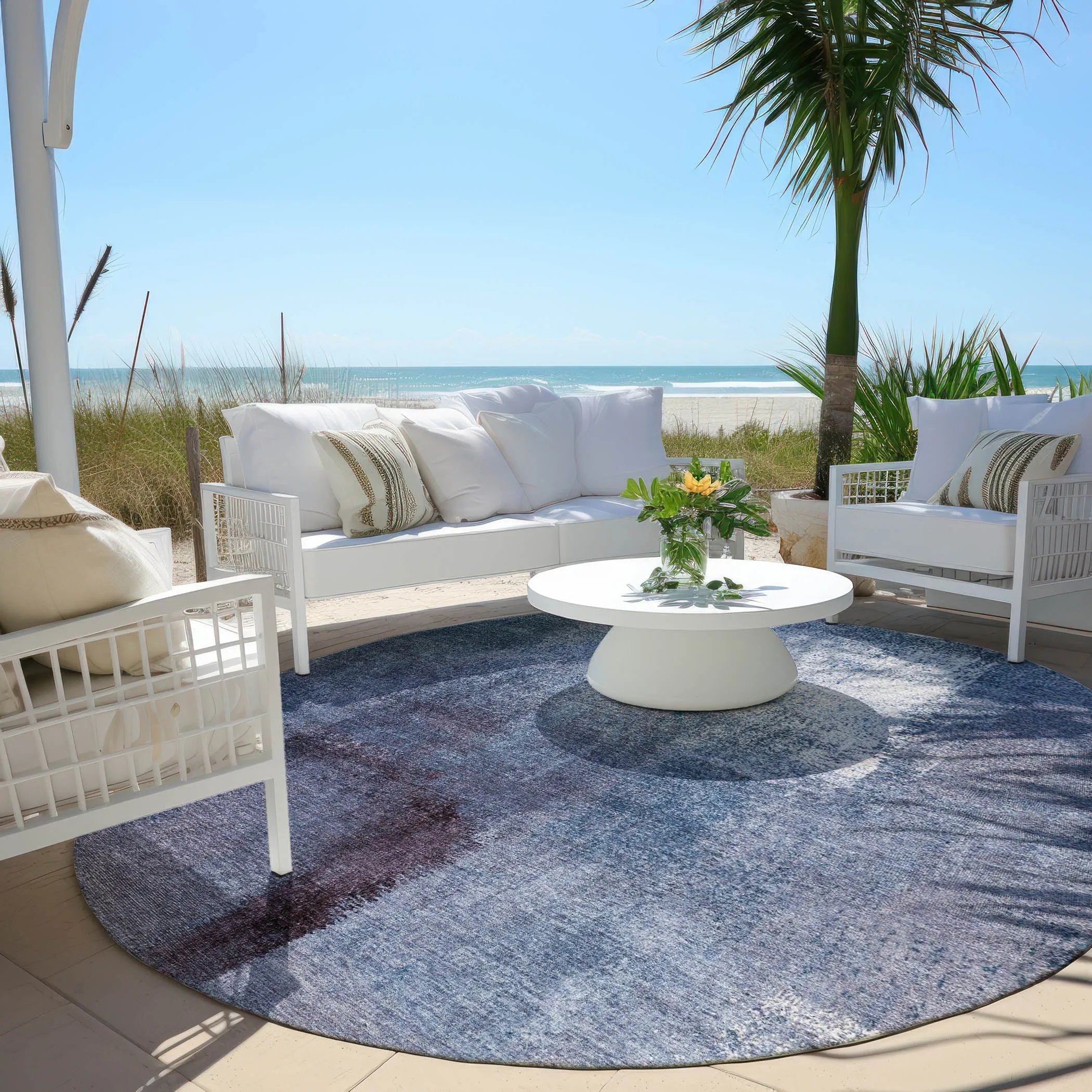Machine Washable Indoor/ Outdoor Chantille Solid Ombre Rug